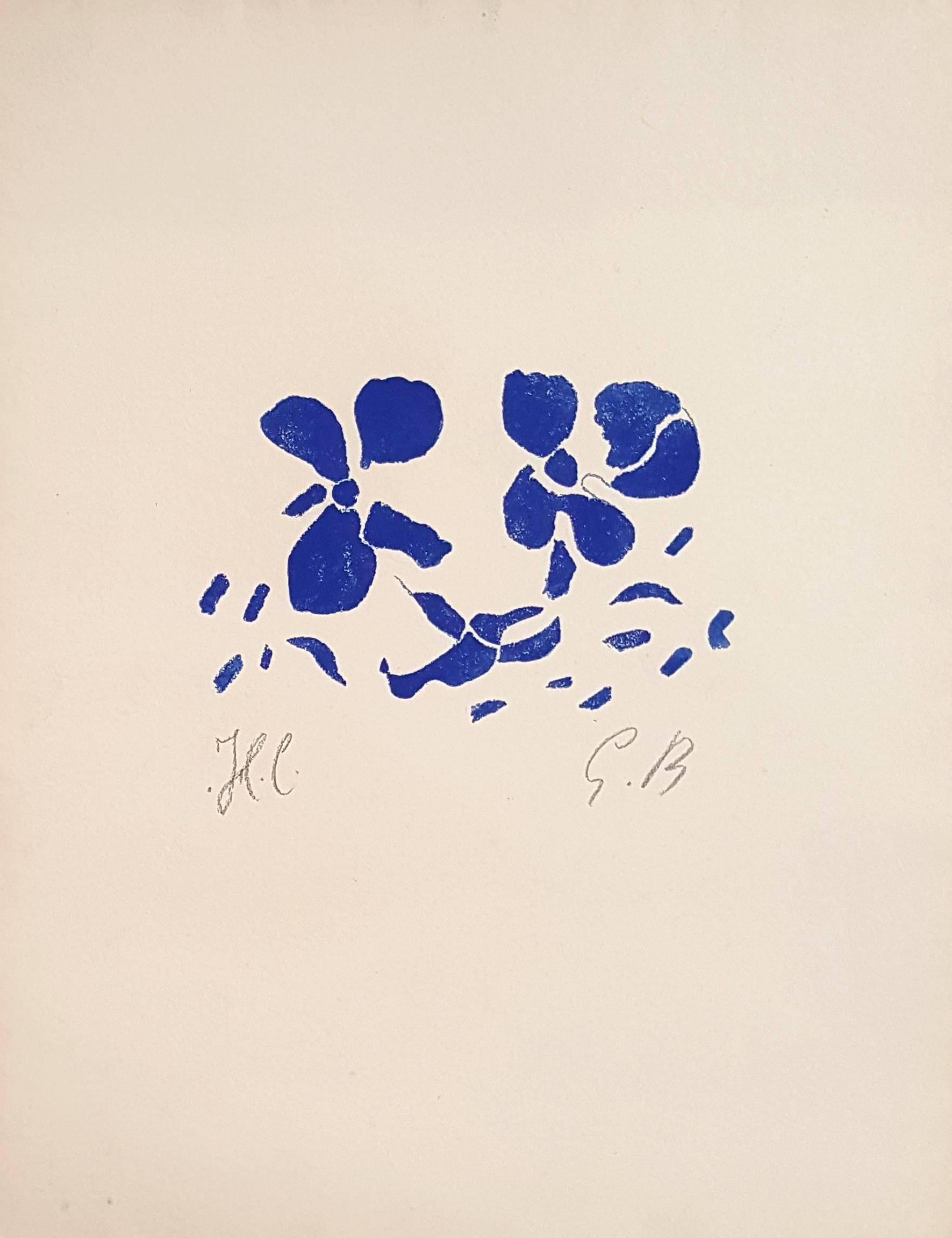 Georges Braque Figurative Print - Blue Flowers - Original Etching Monogrammed 
