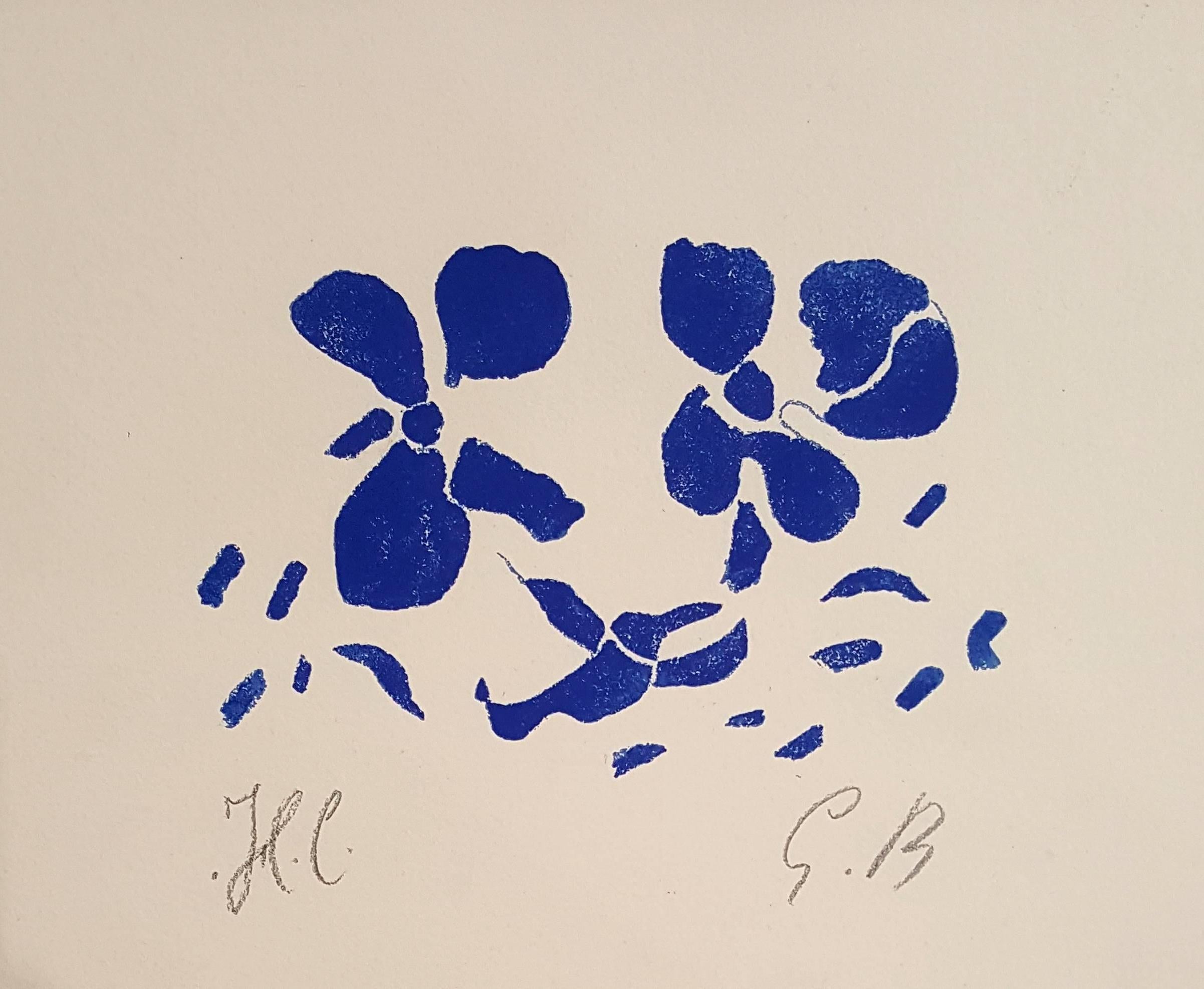 Blue Flowers - Original Etching Monogrammed  - Print by Georges Braque
