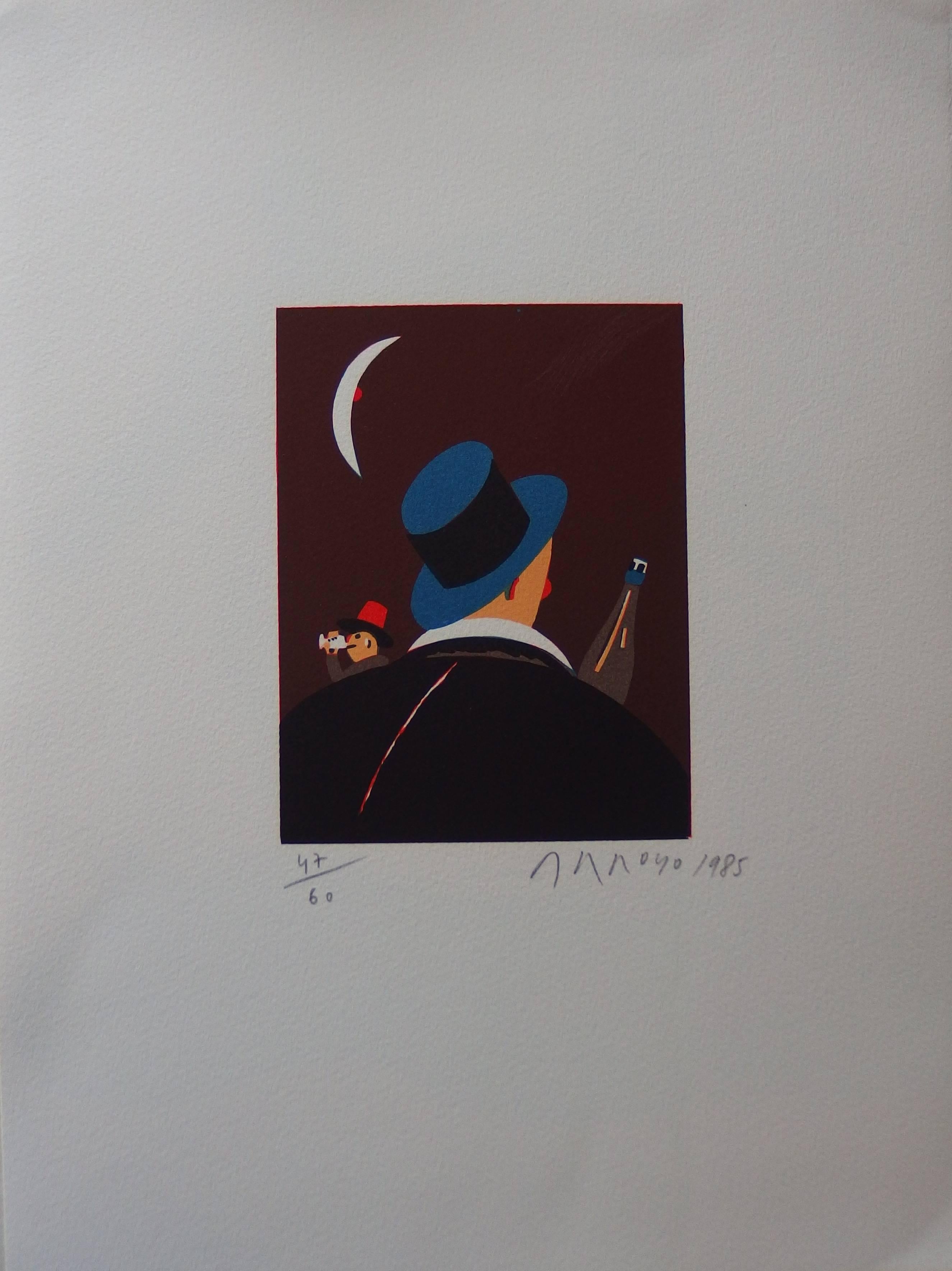 Eduardo Arroyo Figurative Print - Night Owls - Original handsigned lithograph - 60 copies