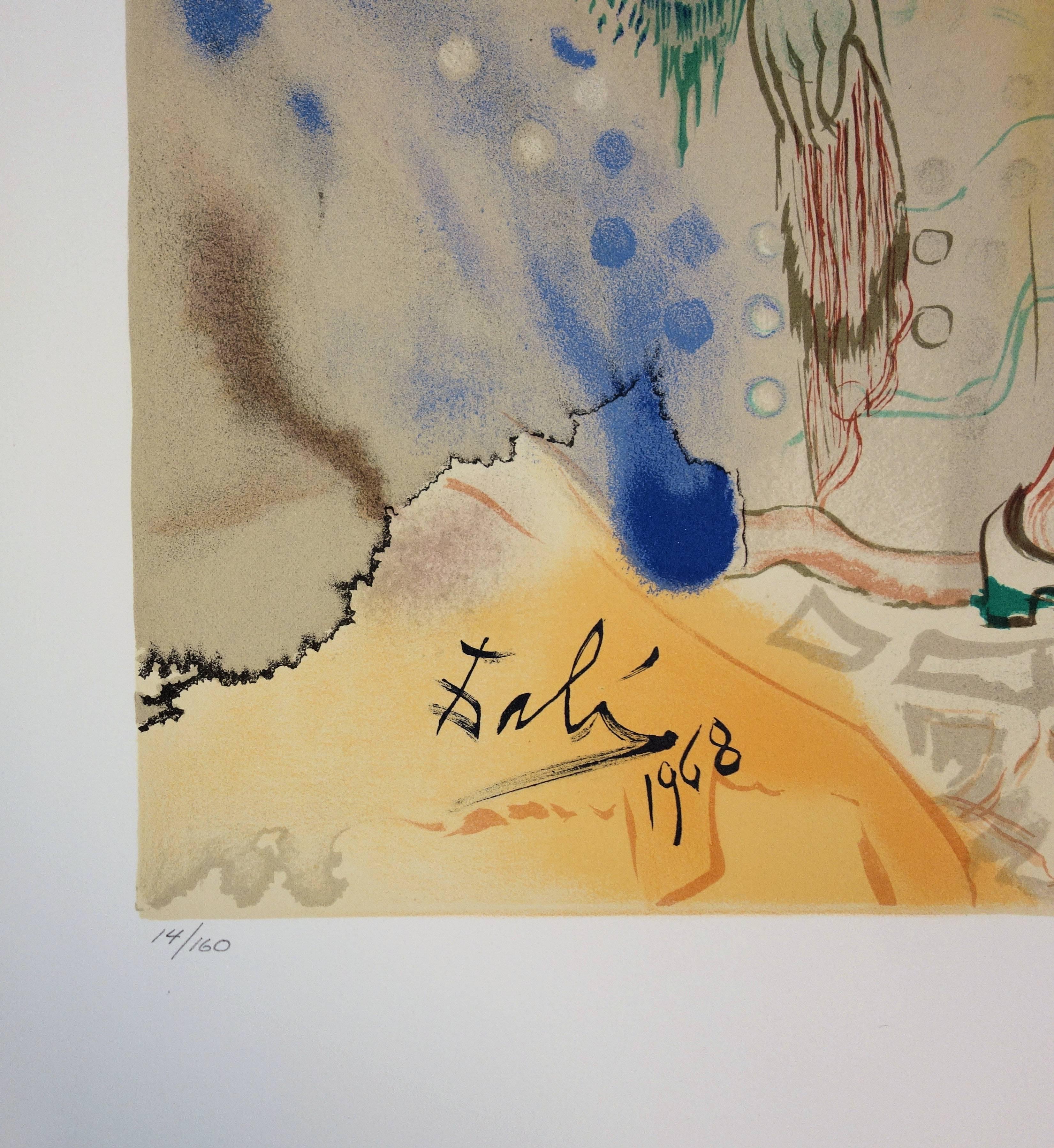 Salvador DALI
Dumont and Marton

Stone lithograph
Handsigned in pencil
Numbered /160 copies
On Arches vellum 65 x 50 cm (25 5/8  x 19 5/8 in.)

REFERENCES : 
- Catalog raisonne Field #69-1 S
- Catalog raisonne Michel and Lopsinger #1254
This