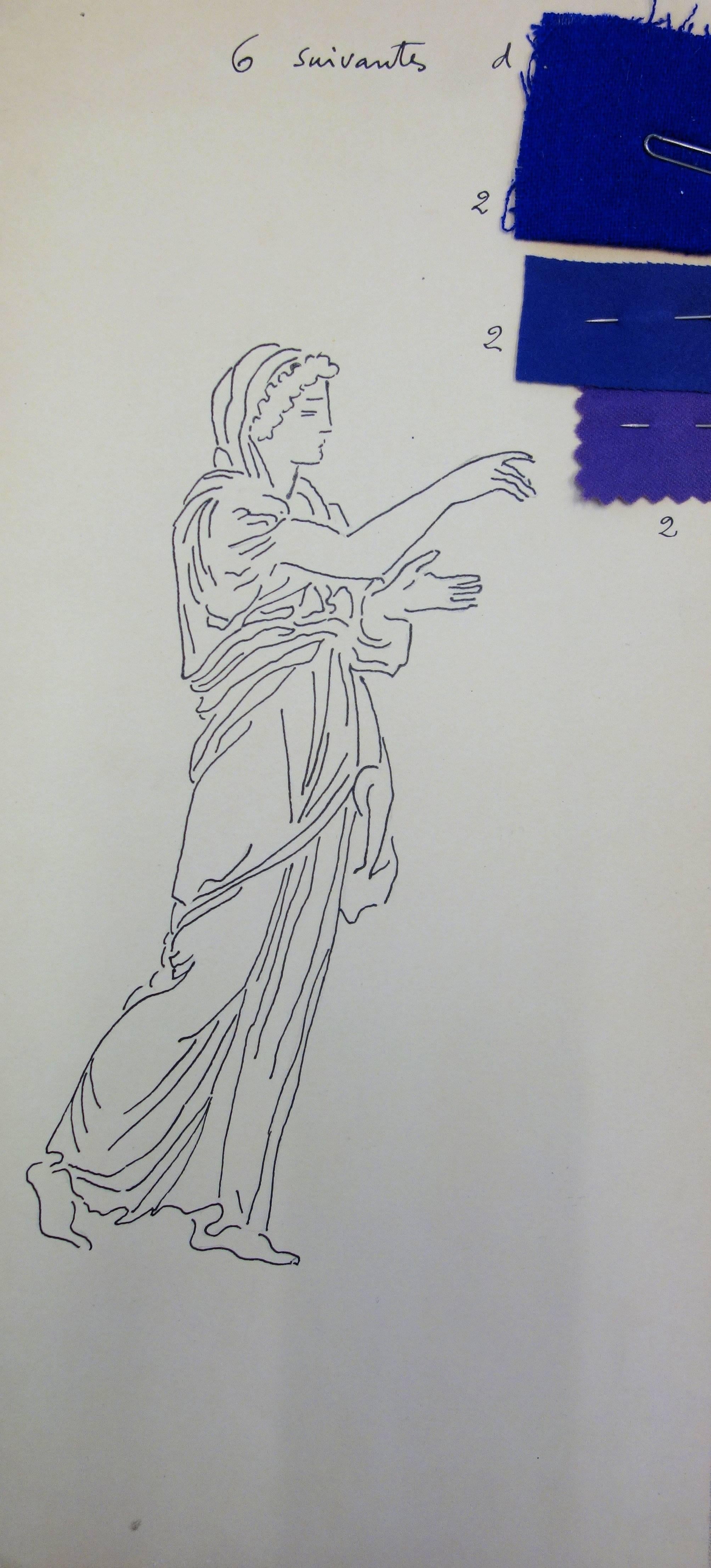 Suzanne Lalique Figurative Art - Eurydice : Antique Greek costume - Original Ink Drawing