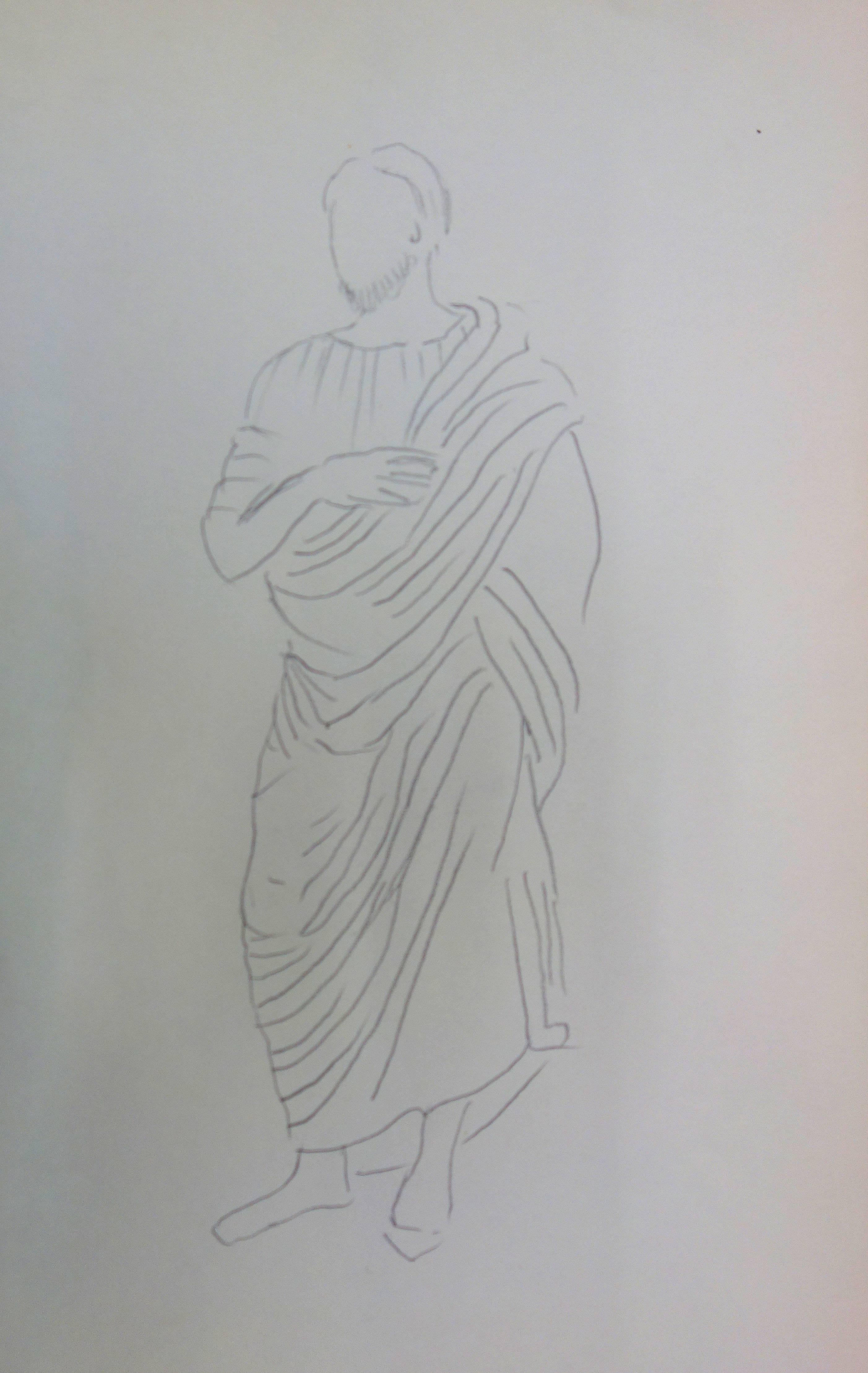 Suzanne Lalique Figurative Art – Philosoph: Antikes griechisches Kostüm - Original Bleistiftzeichnung