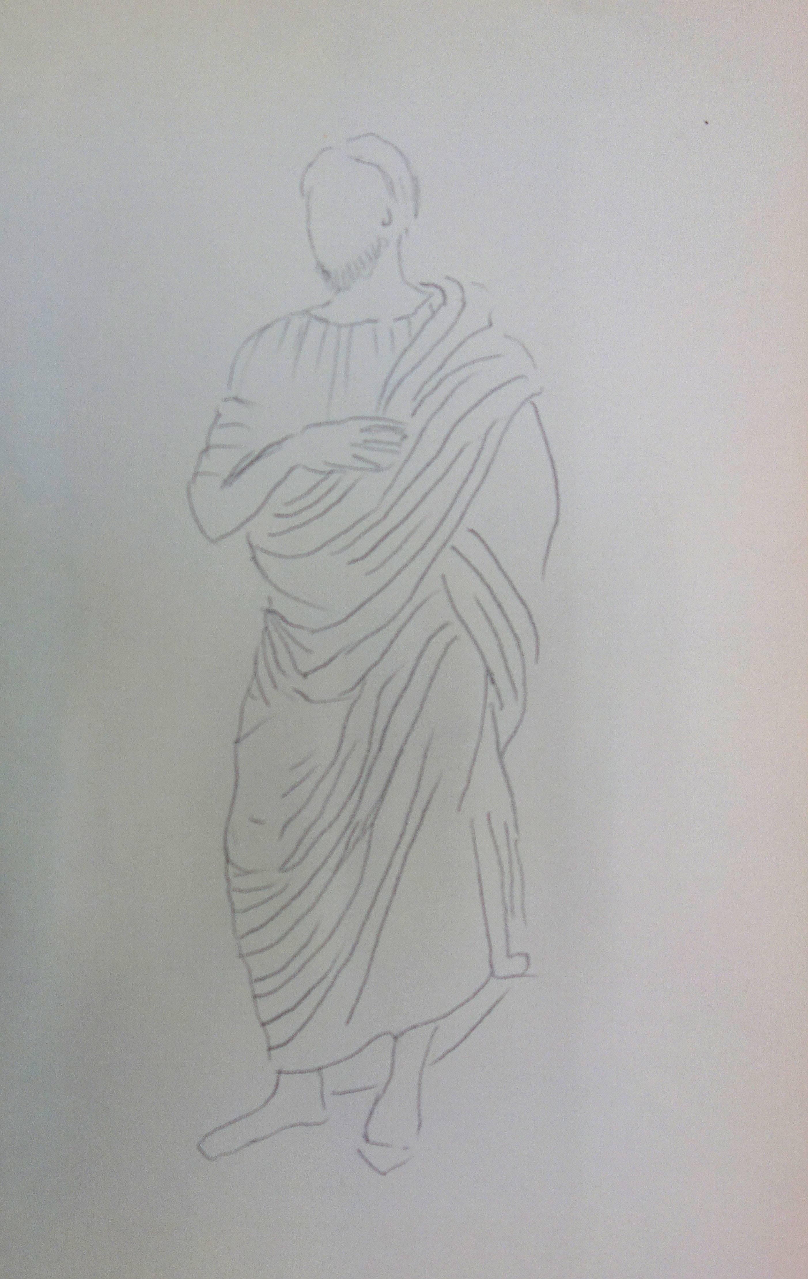 Suzanne Lalique Figurative Art - Philosopher: Antique Greek costume - Original Pencil Drawing