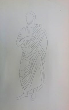 Philosophe : costume grec ancien - dessin original au crayon