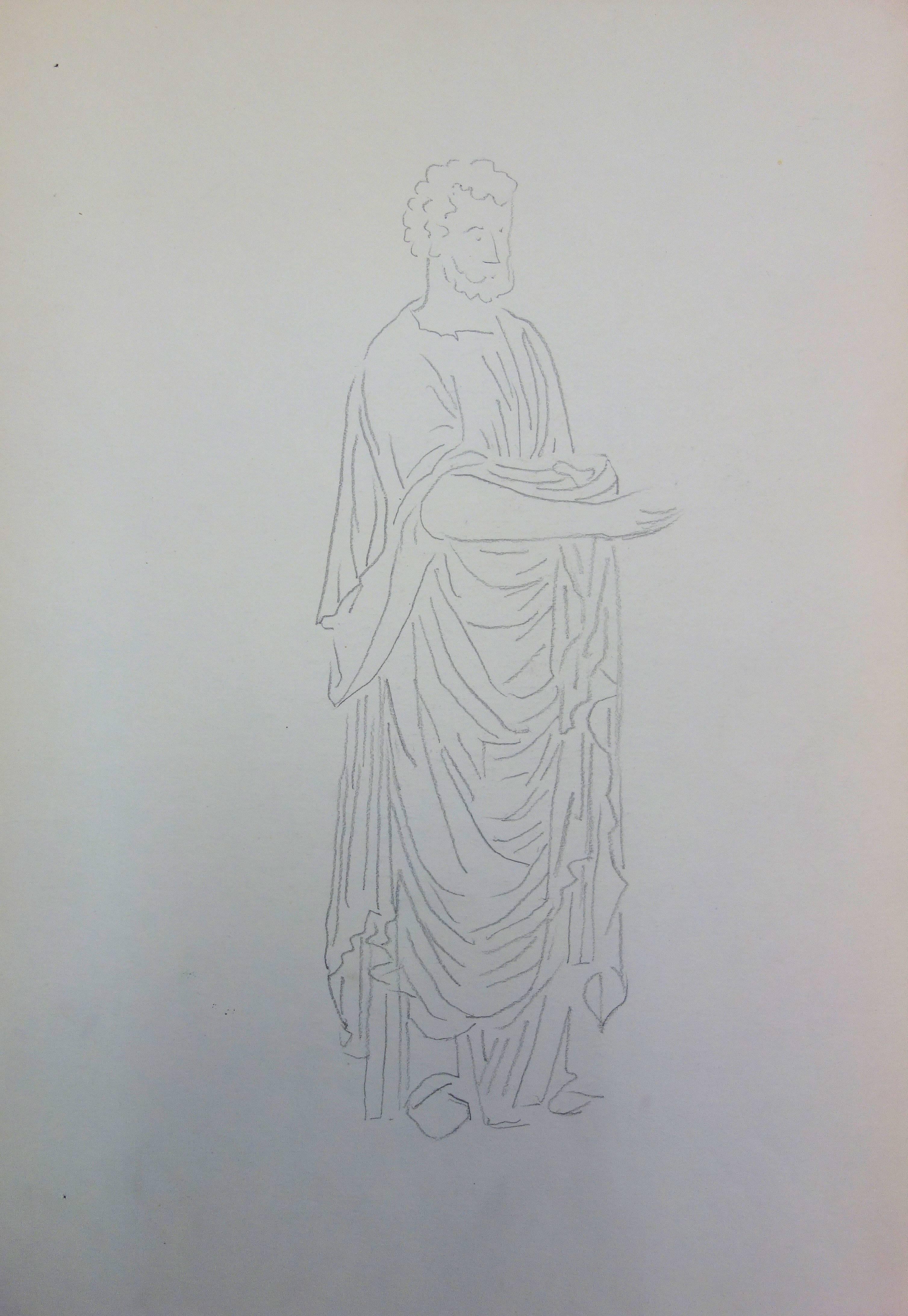 Roman man : Antique Greek costume - Original Pencil Drawing