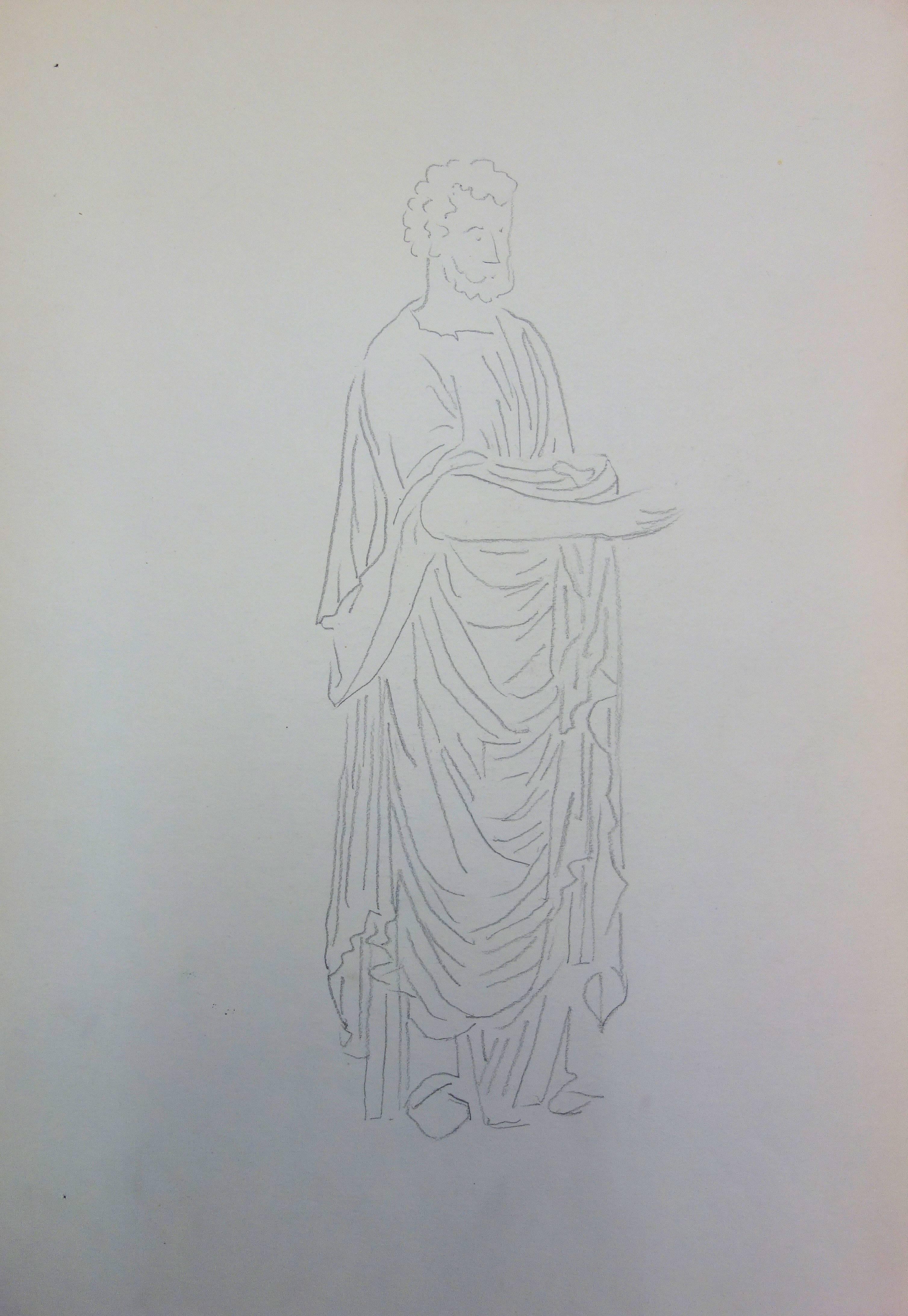 Uomo romano: costume greco antico - Disegno originale a matita
