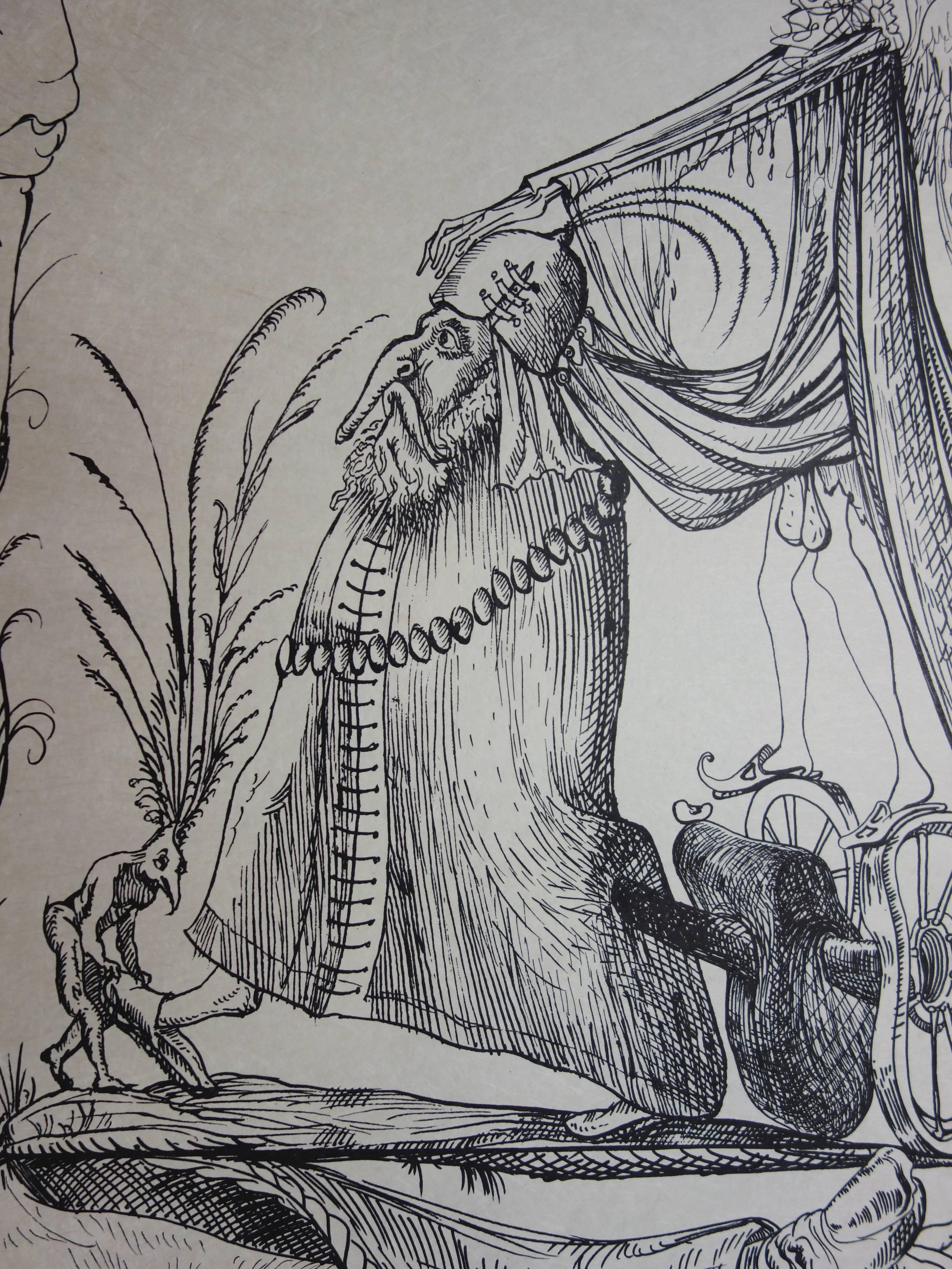 Pantagruel : Plate 25 - The Old King - Original handsigned lithograph - Print by Salvador Dalí