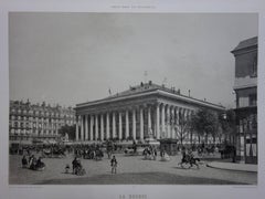 Paris : Stock Market Place - Original stone lithograph