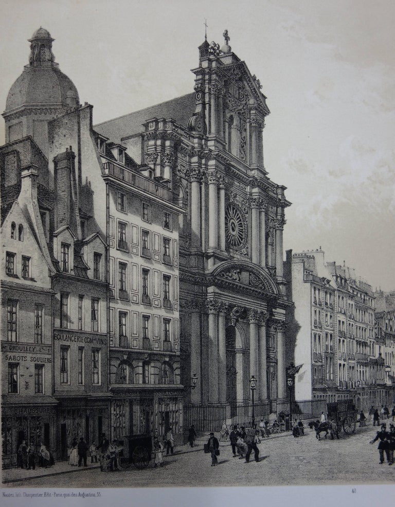 Paris : Saint Paul and Saint Louis Church - Original stone lithograph  - Realist Print by  Philippe Benoist