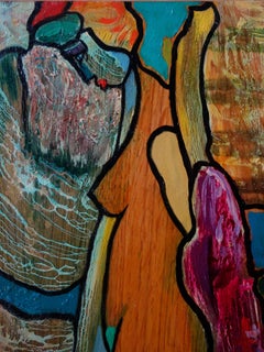 Nude Woman Profile - Original painting on panel - Handsigned