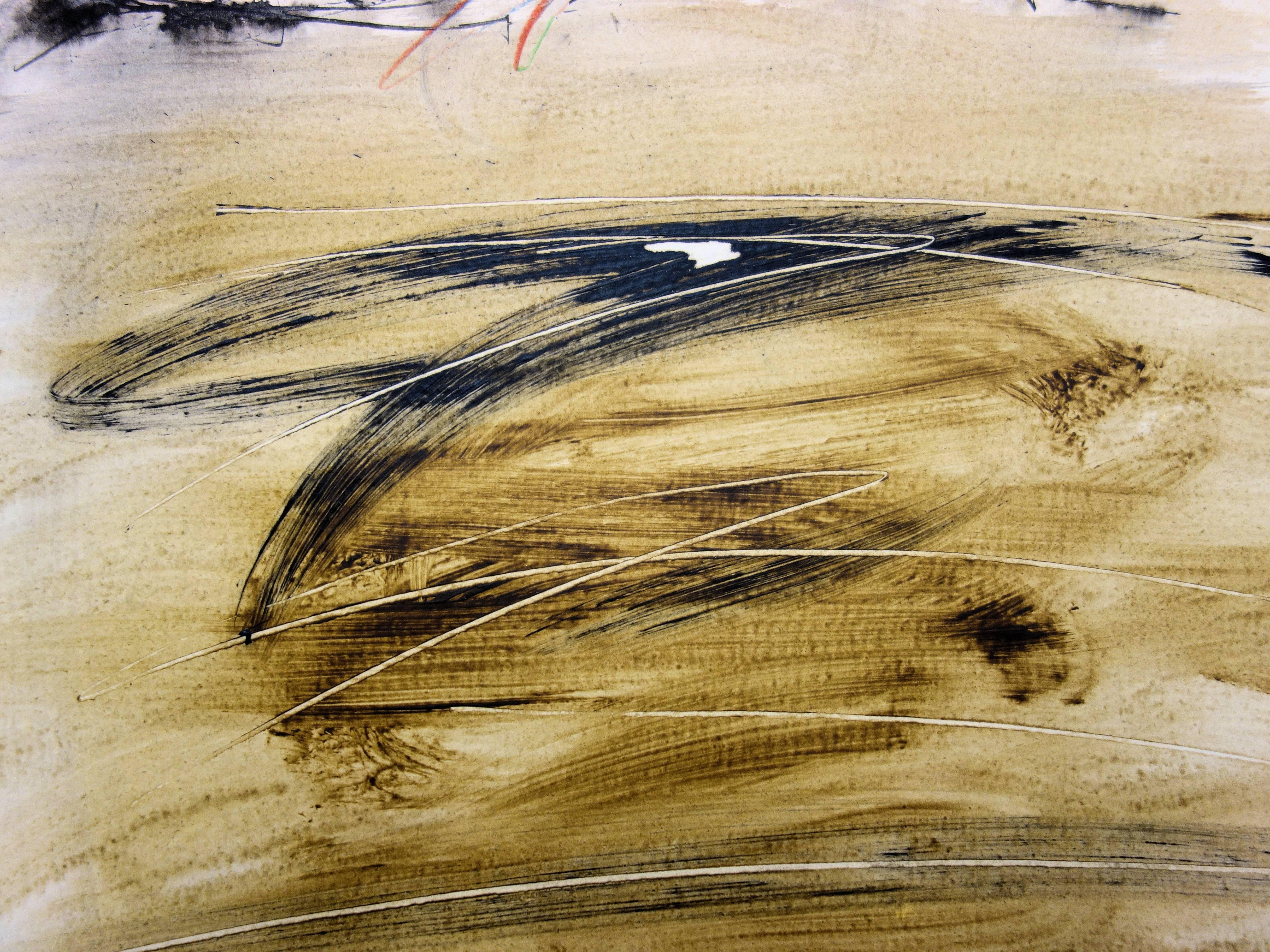 Desert - Original painting on paper - Handsigned - Abstract Print by Julius Baltazar