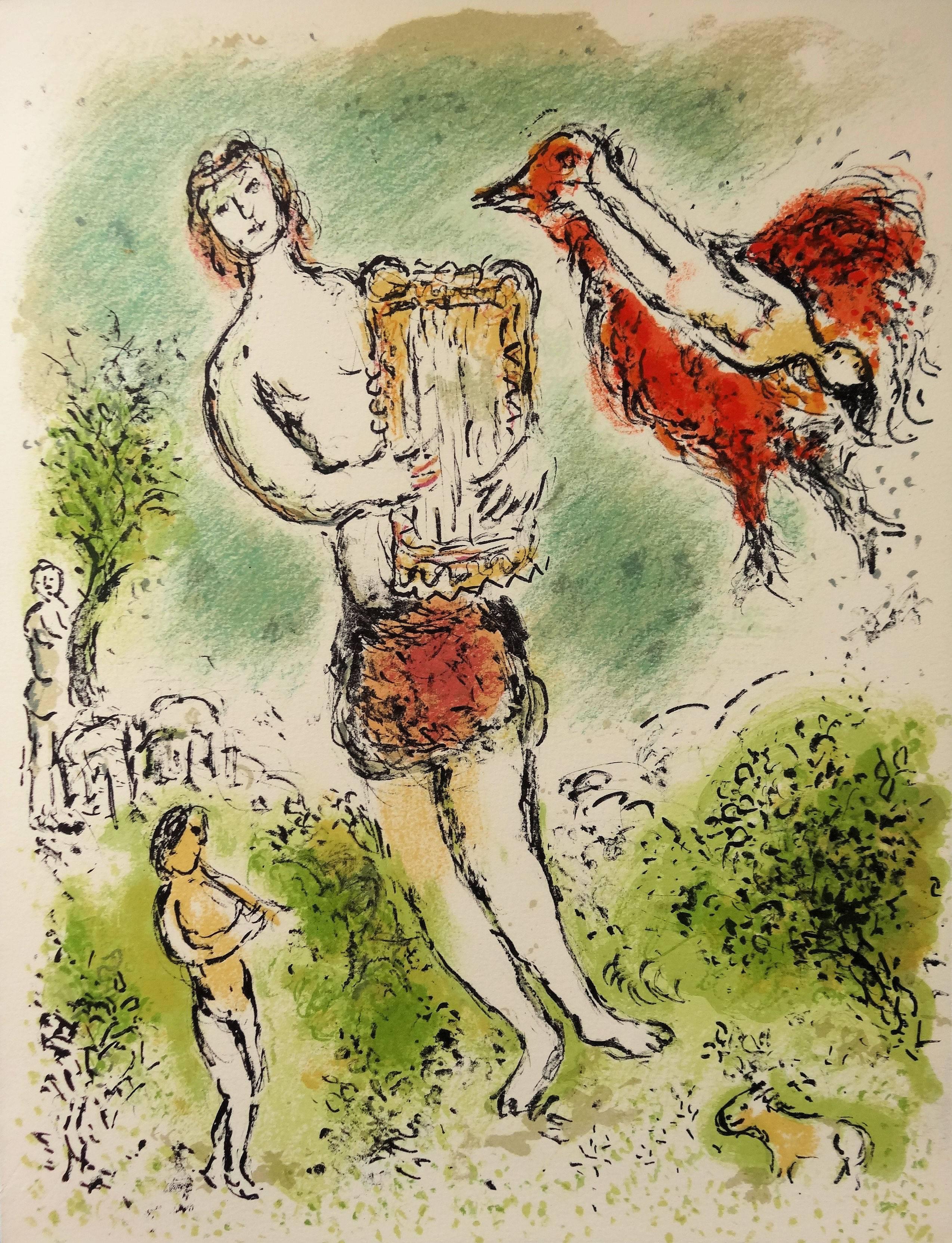 Marc Chagall Figurative Print - Odyssey : Theoclymenus - Original lithograph - Mourlot 1975