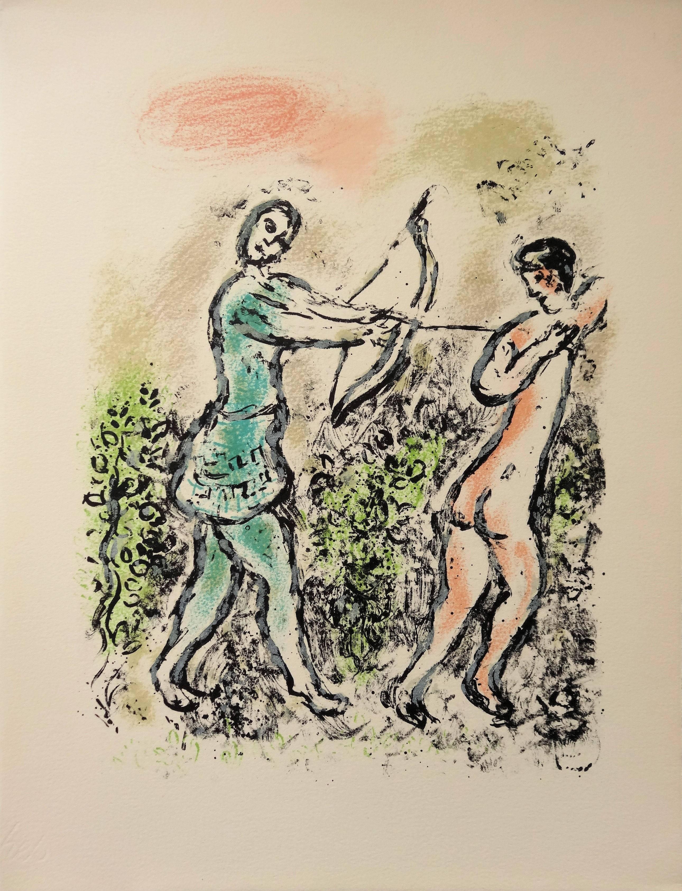 Marc Chagall Figurative Print - Odyssey : Odysseus' Bow - Original lithograph - Mourlot 1975
