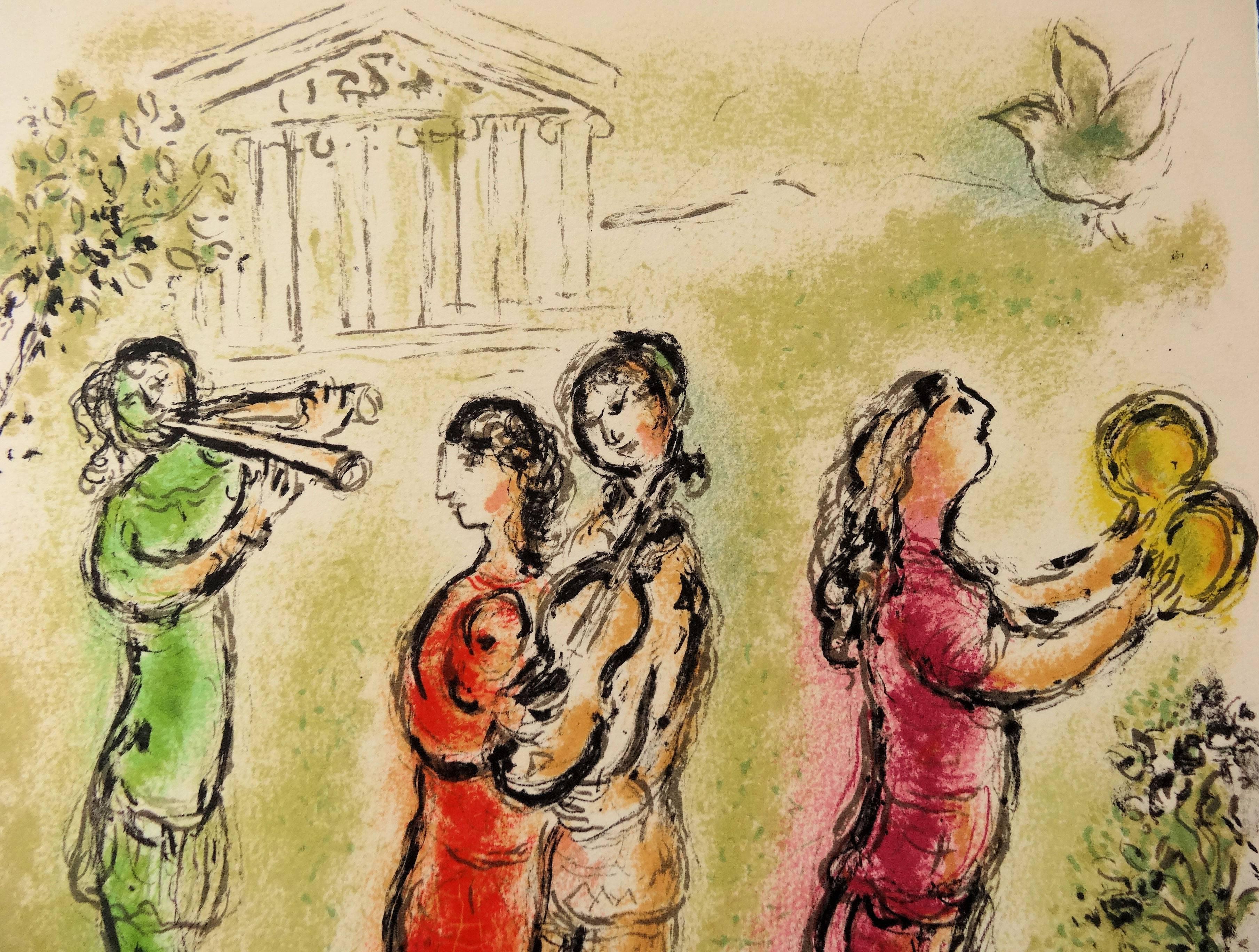 Odyssey : Celebration - Original lithograph - Mourlot 1975 - Print by Marc Chagall