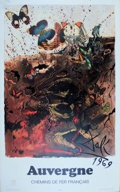 Schmetterlingsgarnitur: Auvergne - Lithographie - Großformat, 1969