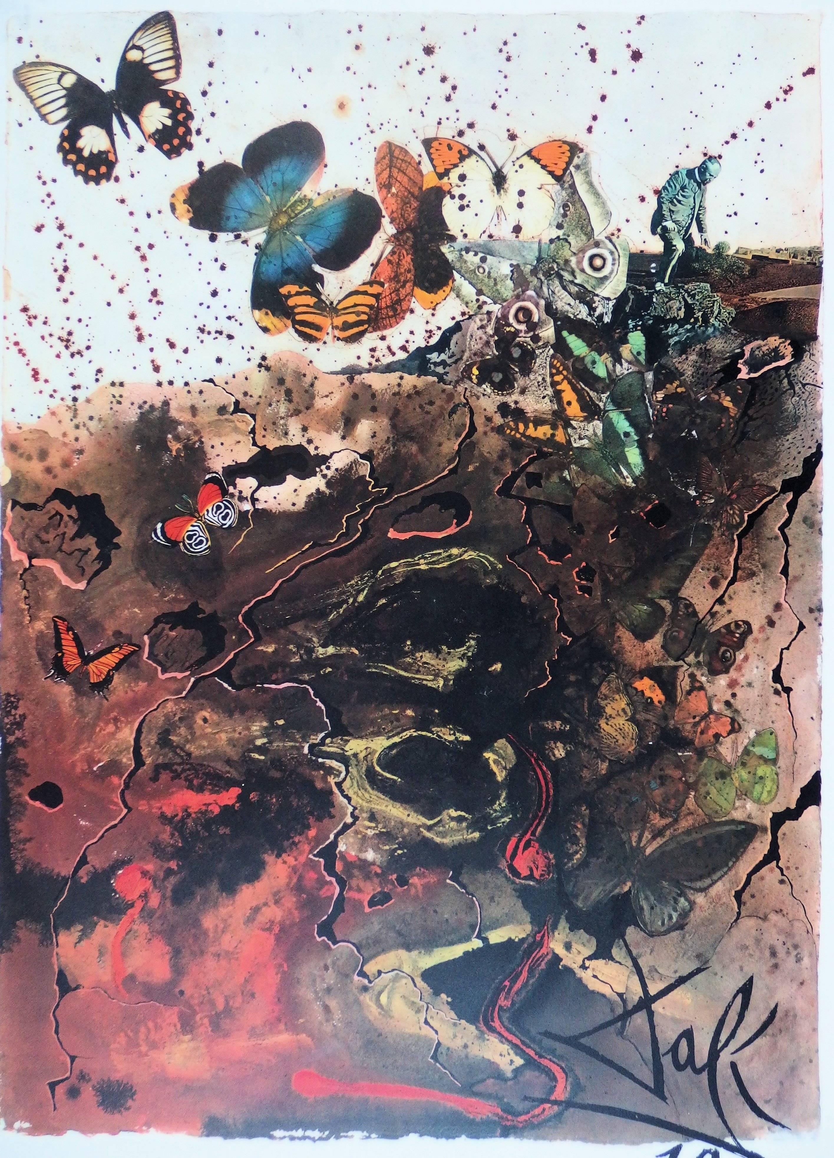 Suite di farfalle: Auvergne - litografia - formato alto, 1969 - Print Surrealismo di (after) Salvador Dali