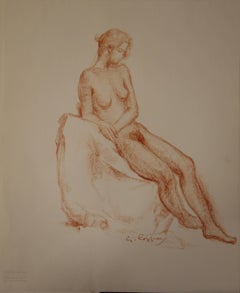 Nude Study in Sanguine - Original signed charcoals drawing