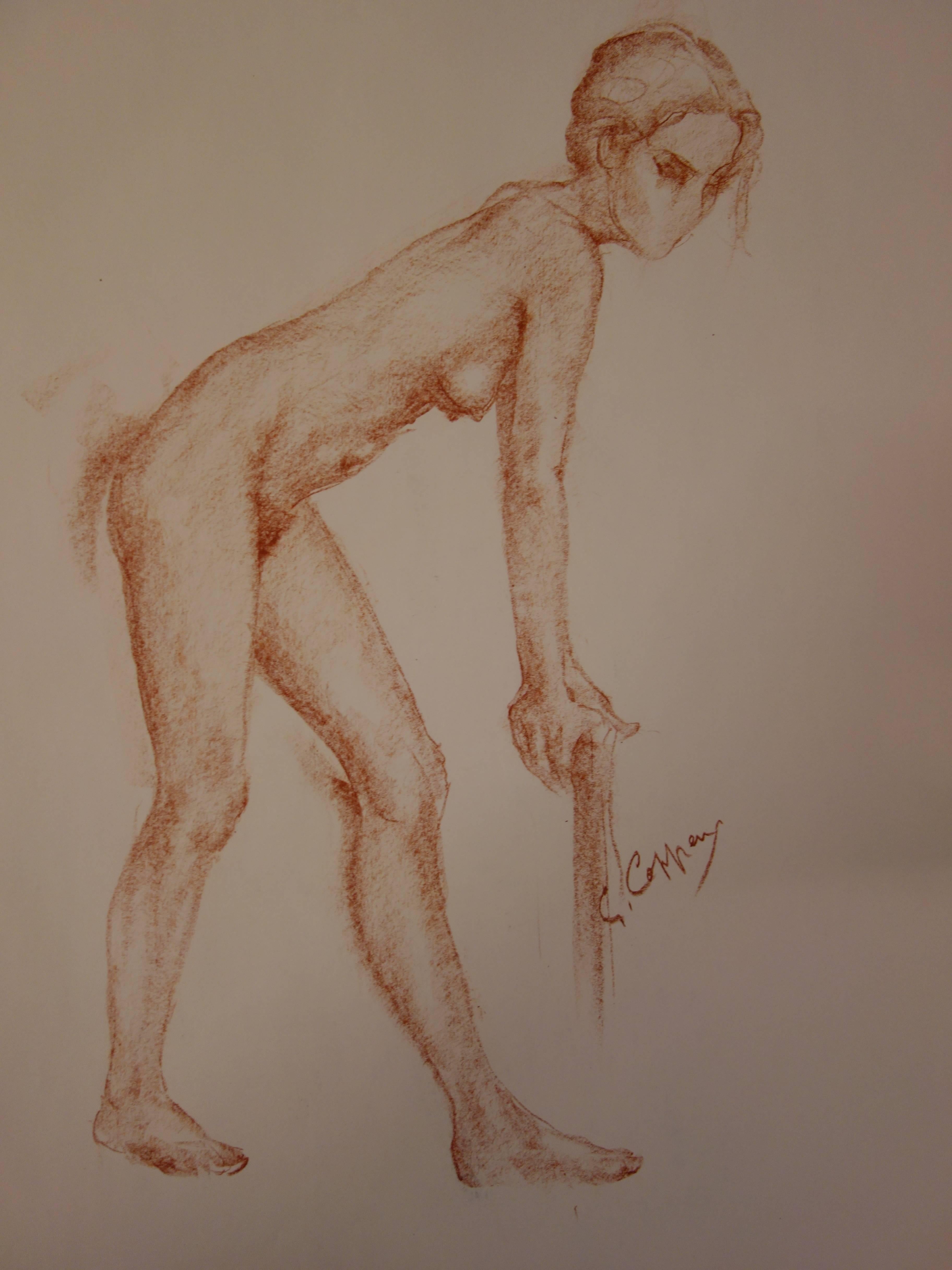 Gaston COPPENS (1909 - 2002)
Nude Leaning on a Stick

Original charcoal drawing
Signed in the bottom right
Stamp of the artist on the back
On drawing paper 52 x 43 cm (c 21 x 17 inch)

Excellent condition

Gaston Coppens studied sculpture in the