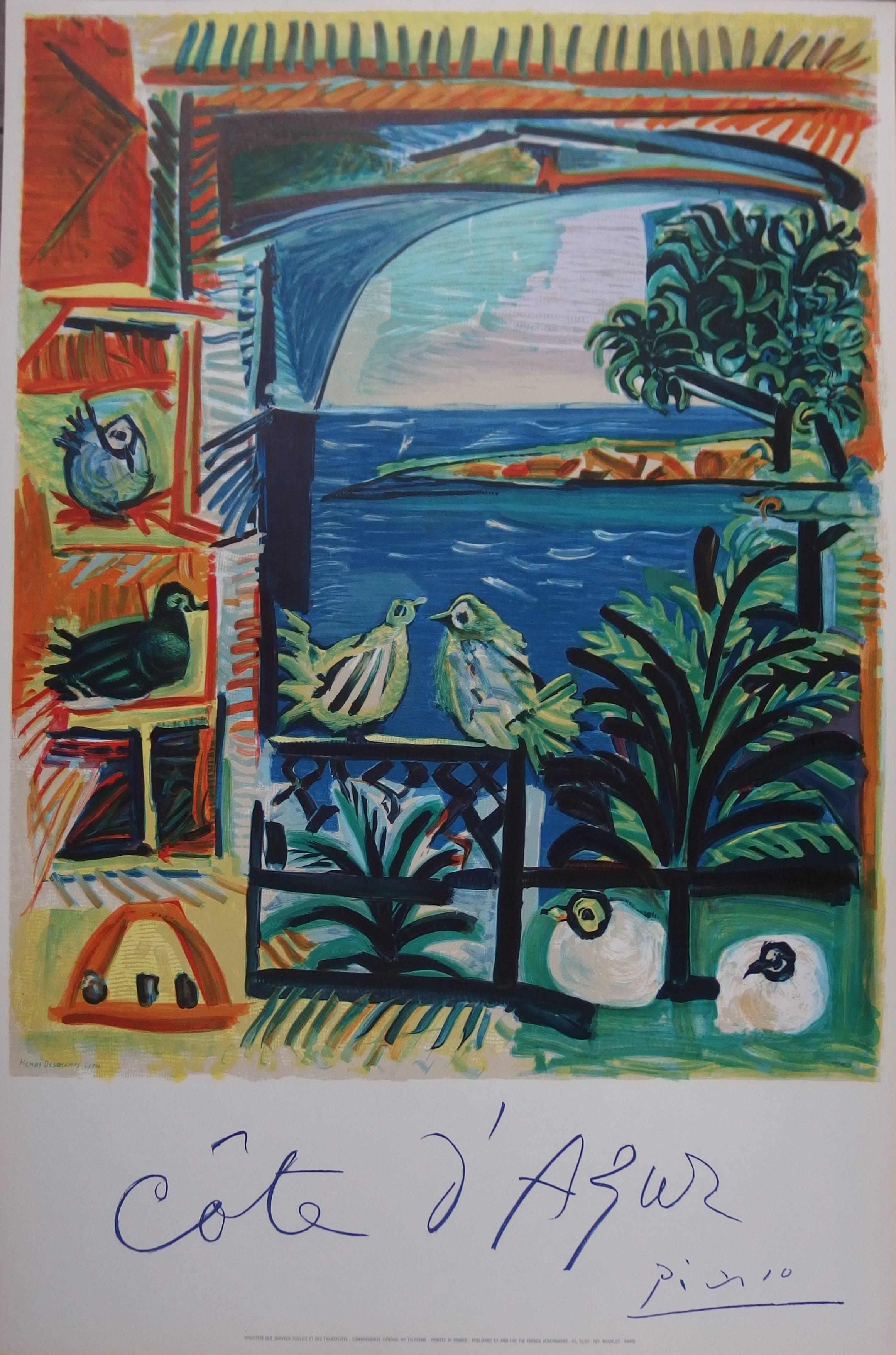 Pablo Picasso Landscape Print - French Riviera - Stone lithograph (Mourlot) - 1962