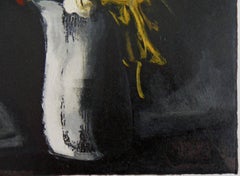 Wild Red and White flowers - Original woodcut on Arches Vellum