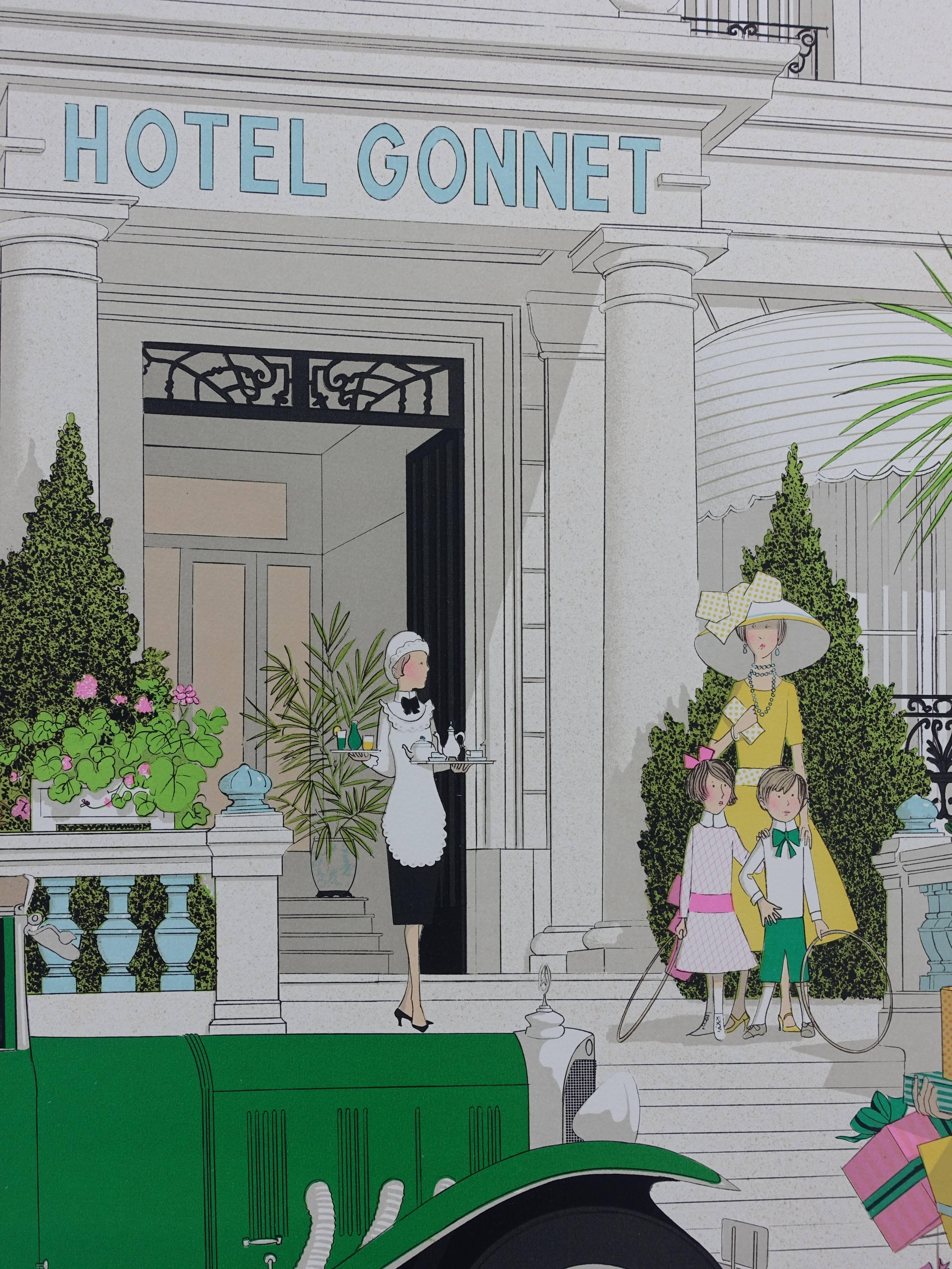 Mercedes 370 and Hotel Gonnet - Signed lithograph - 115ex 1