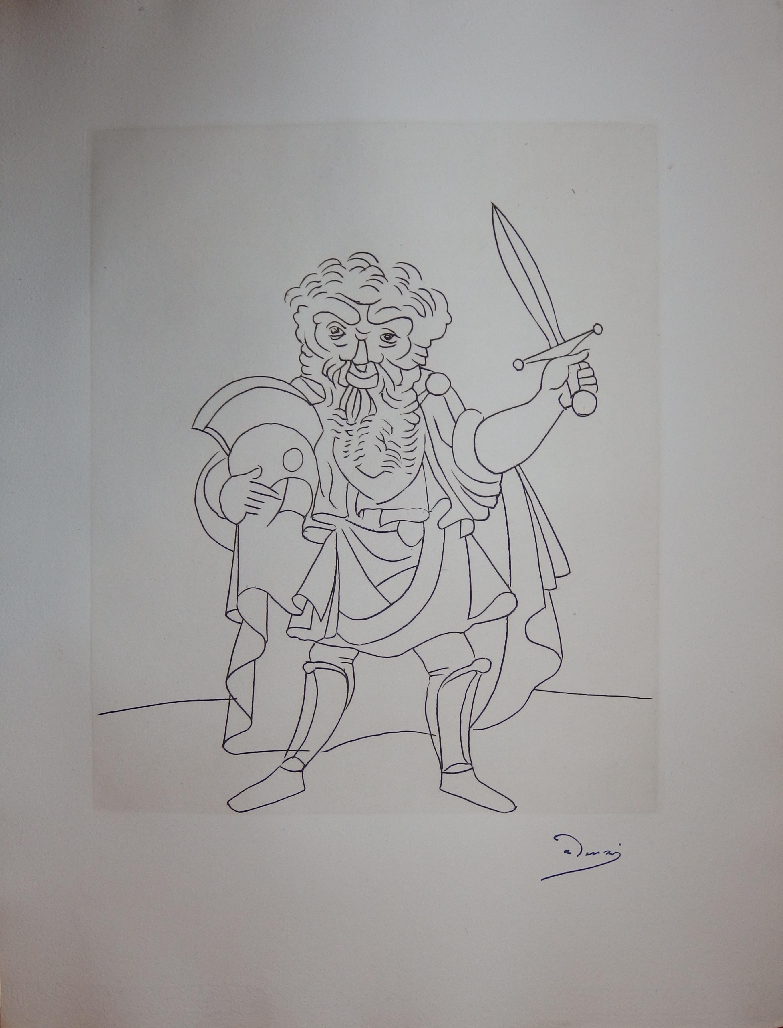 André Derain Figurative Print – Soldat mit einem Schwert - Original-Radierung - 1951