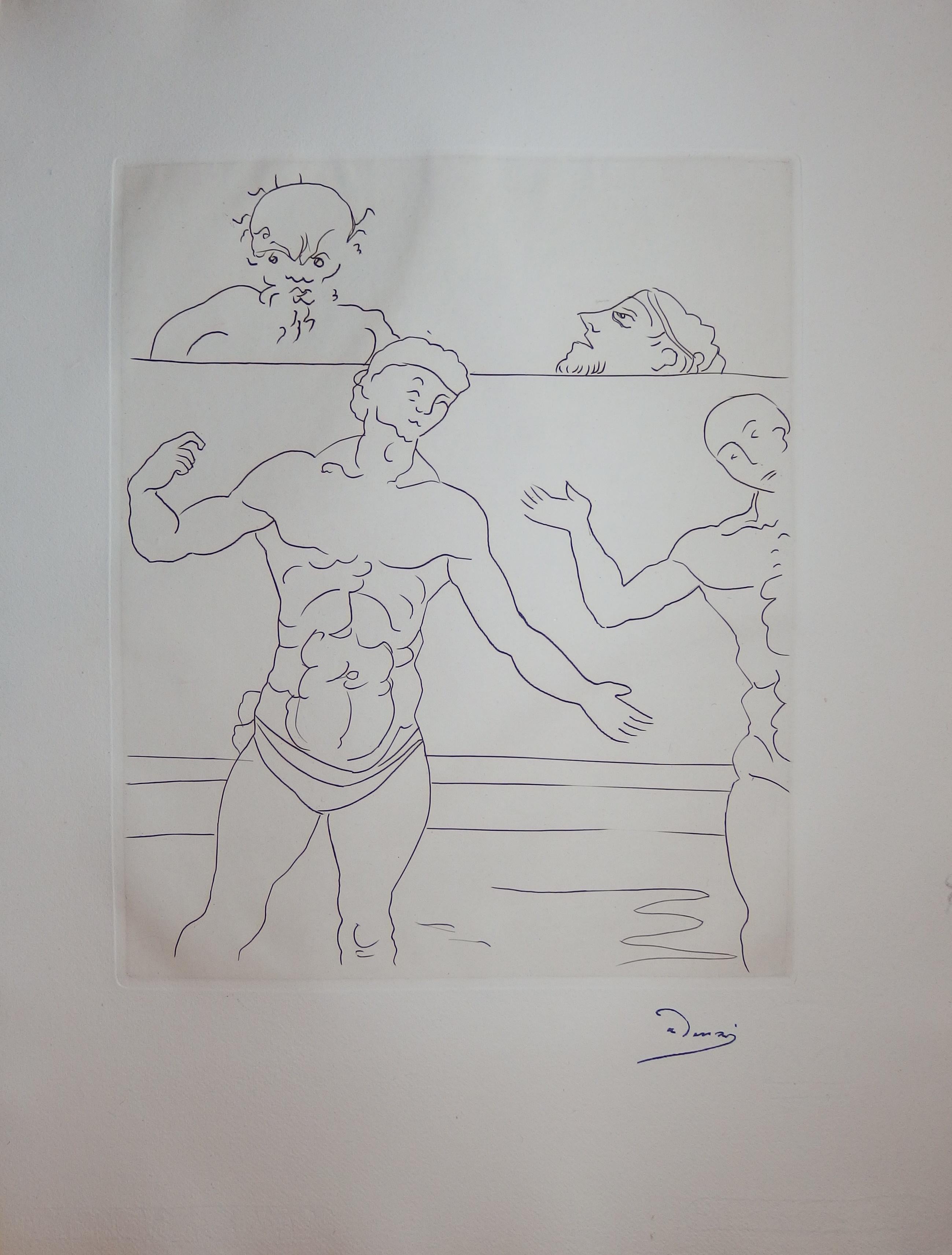 André Derain Figurative Print – Die Wrestlers - Original-Radierung - 1951