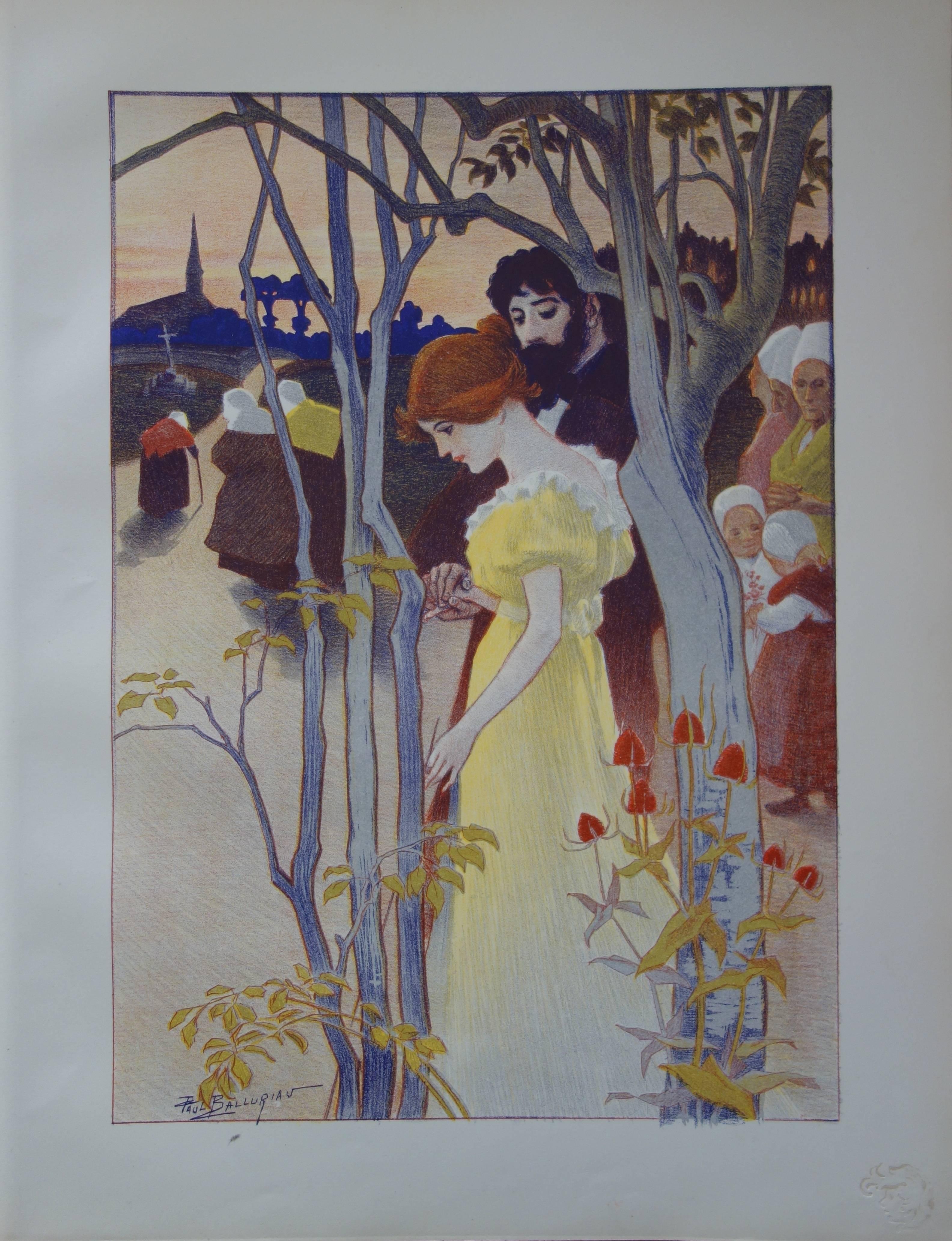 Paul Balluriau Figurative Print - Crépuscule (Twilight) - Original lithograph (1897/98)