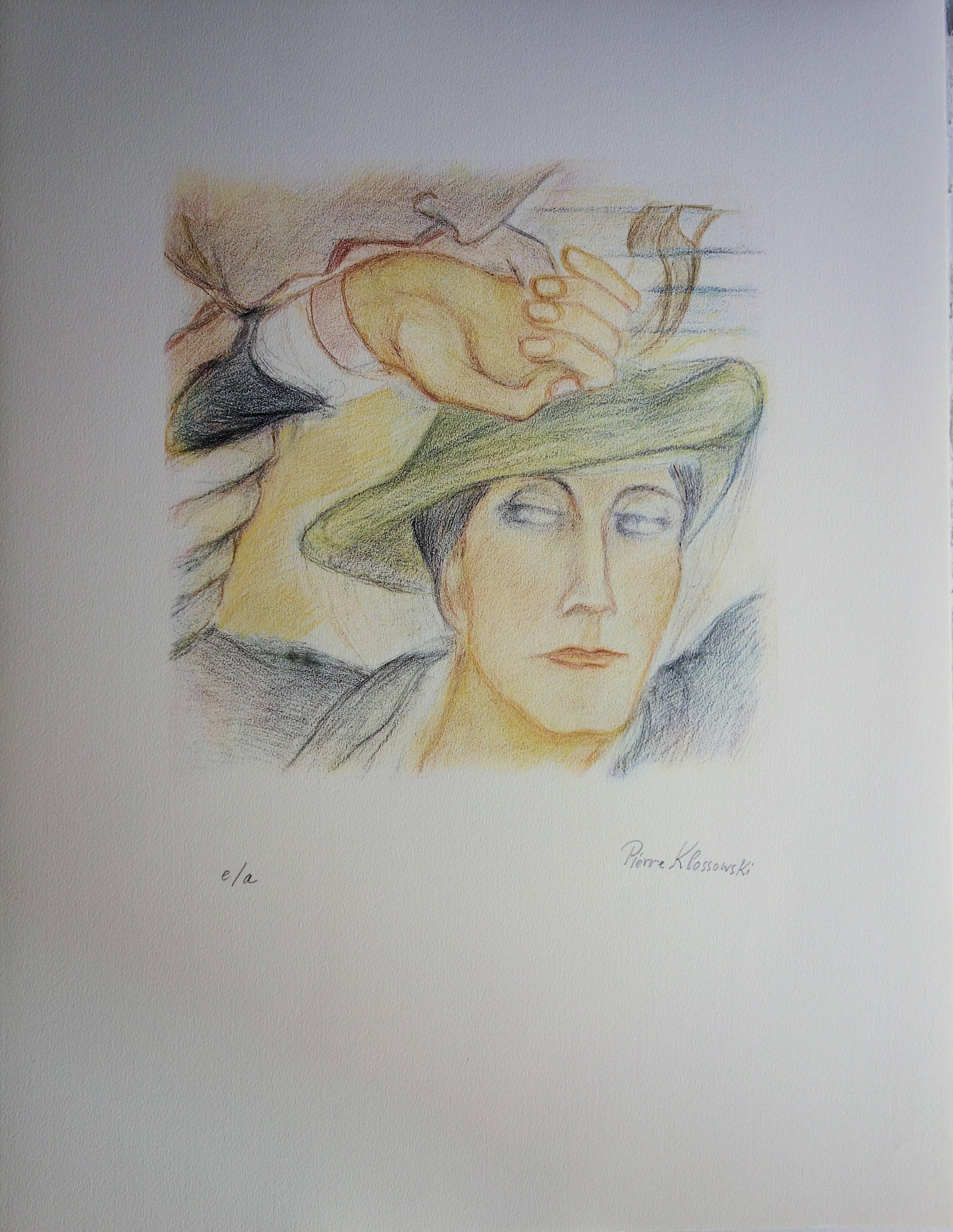 Pierre Klossowski Figurative Print - Roberte's Head - Original Handsigned lithograph