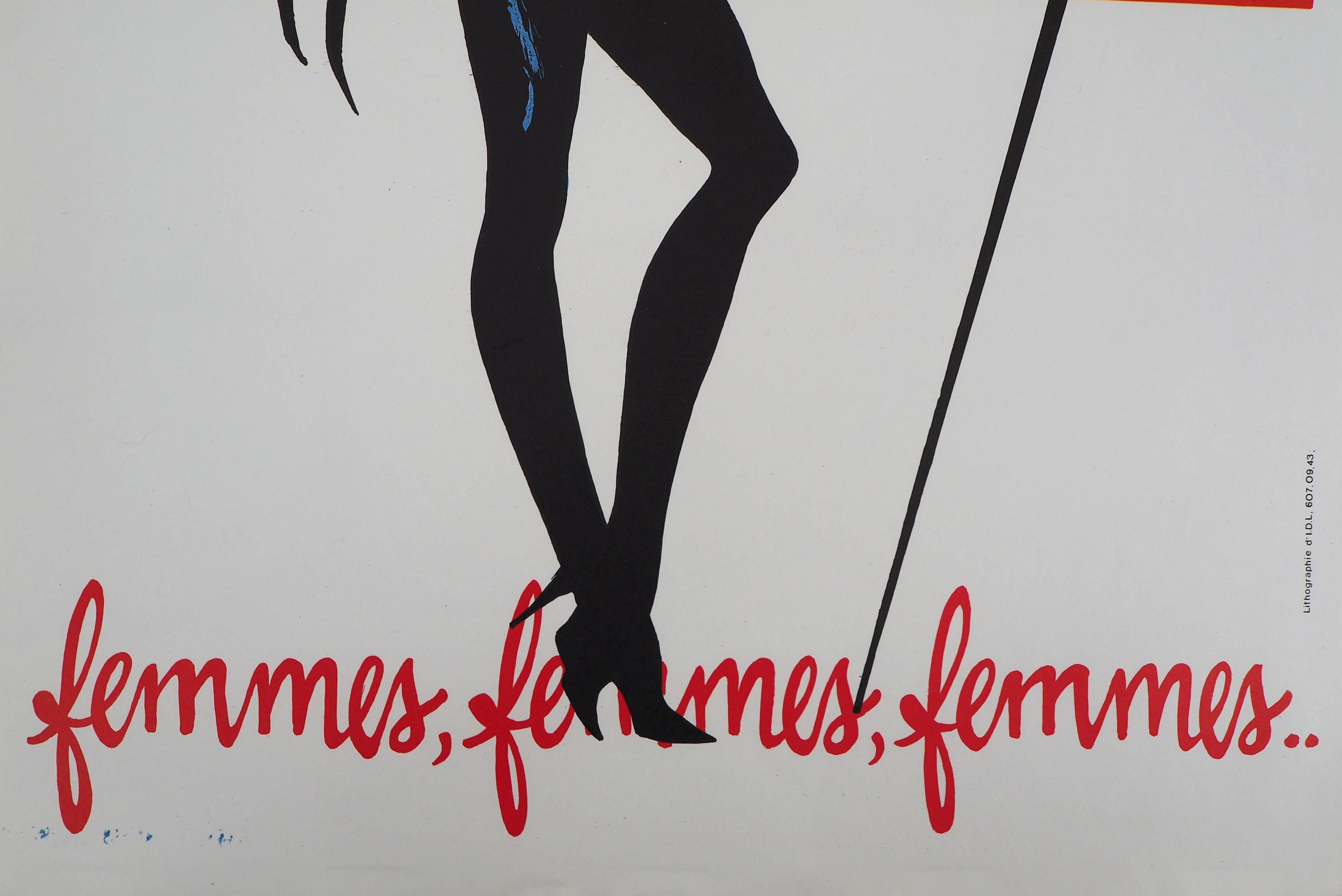 Paris Montmartre : Moulin Rouge - Original lithograph - Beige Figurative Print by René Gruau