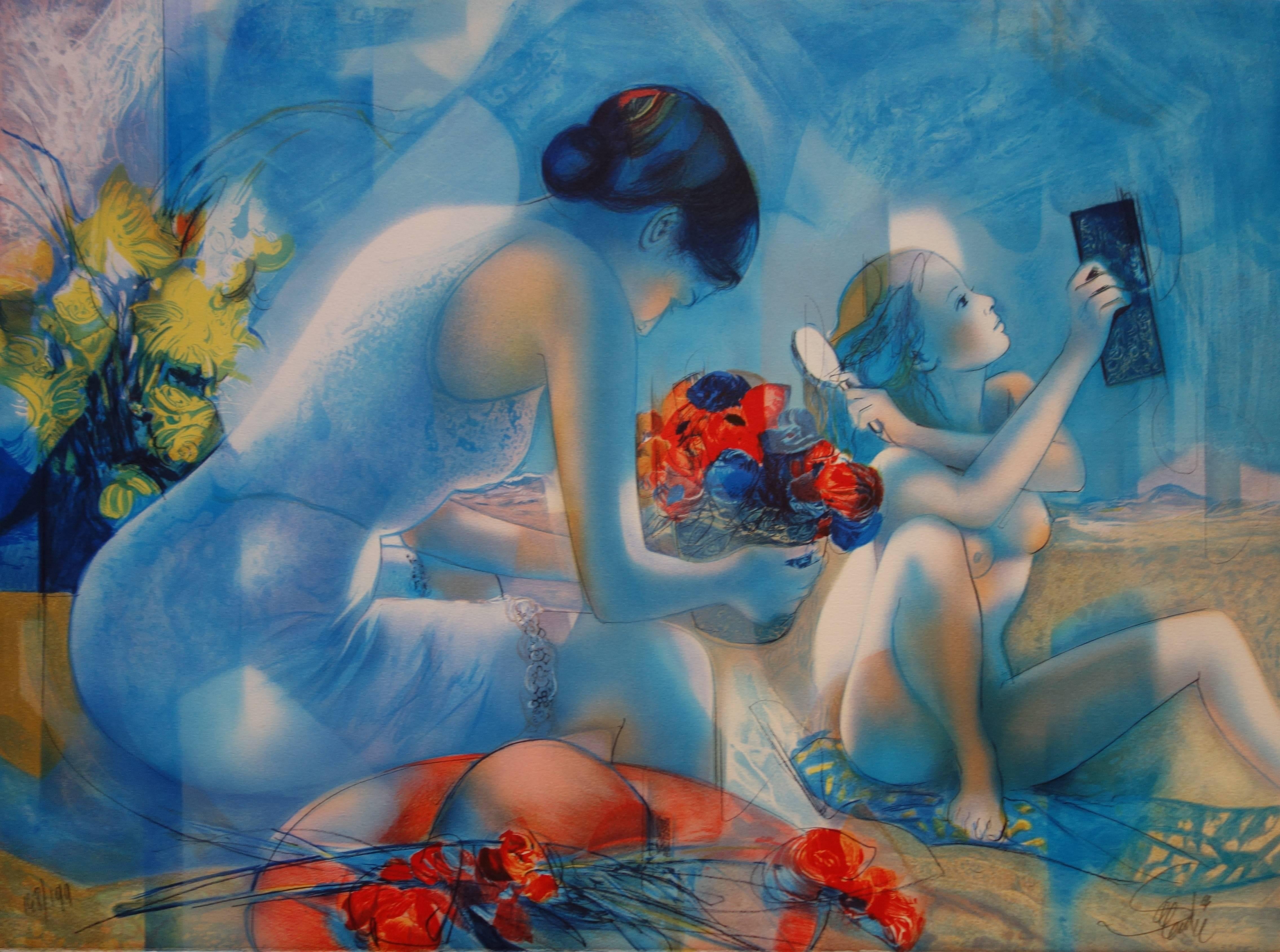 Blue Wind : Mother & Child - Original handsigned lithograph - 199ex