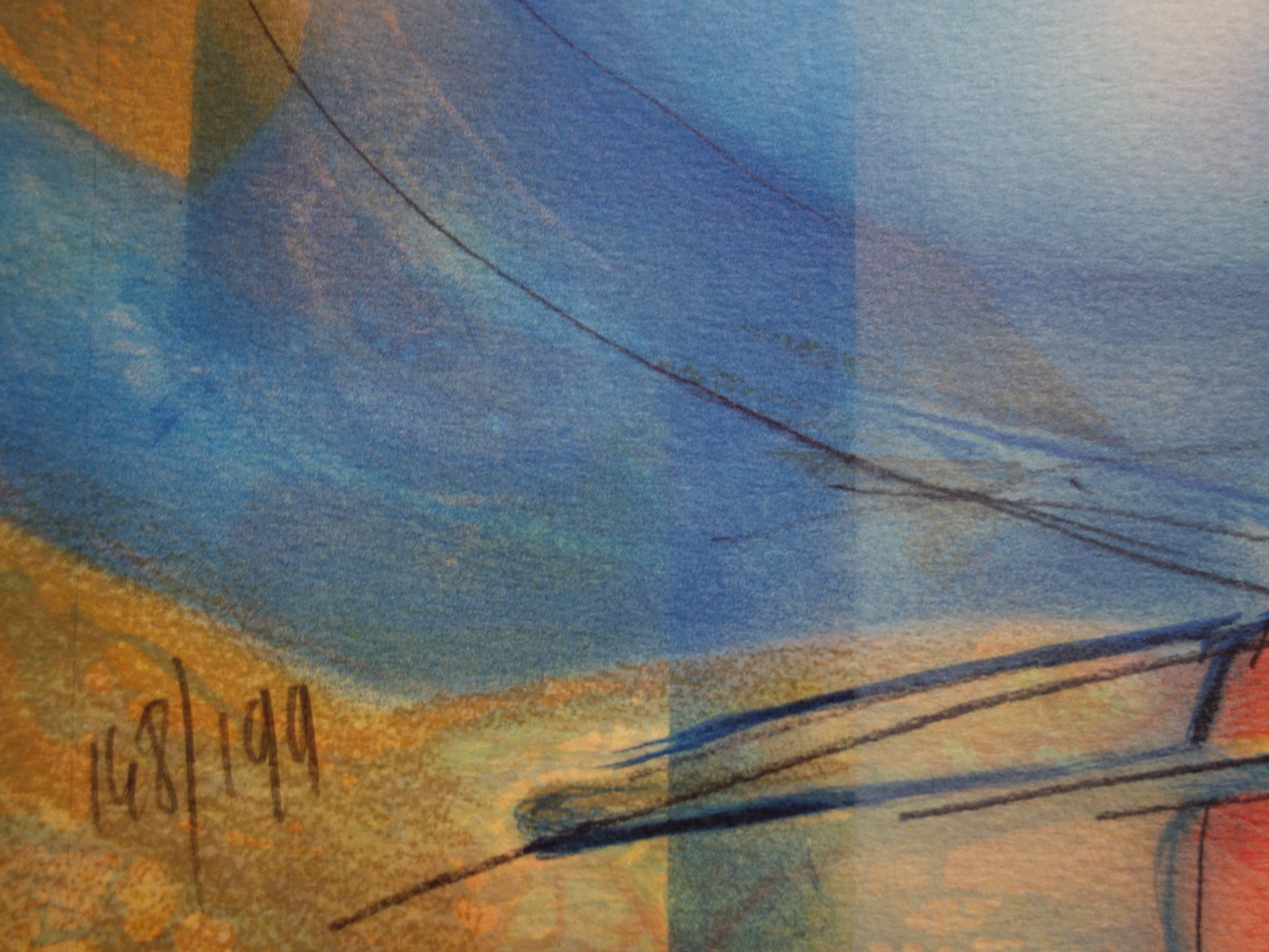 Blue Wind : Mother & Child - Original handsigned lithograph - 199ex For Sale 2