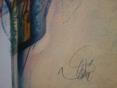 Woman with Red Cape and Doves - Original handsigned lithograph - 199ex