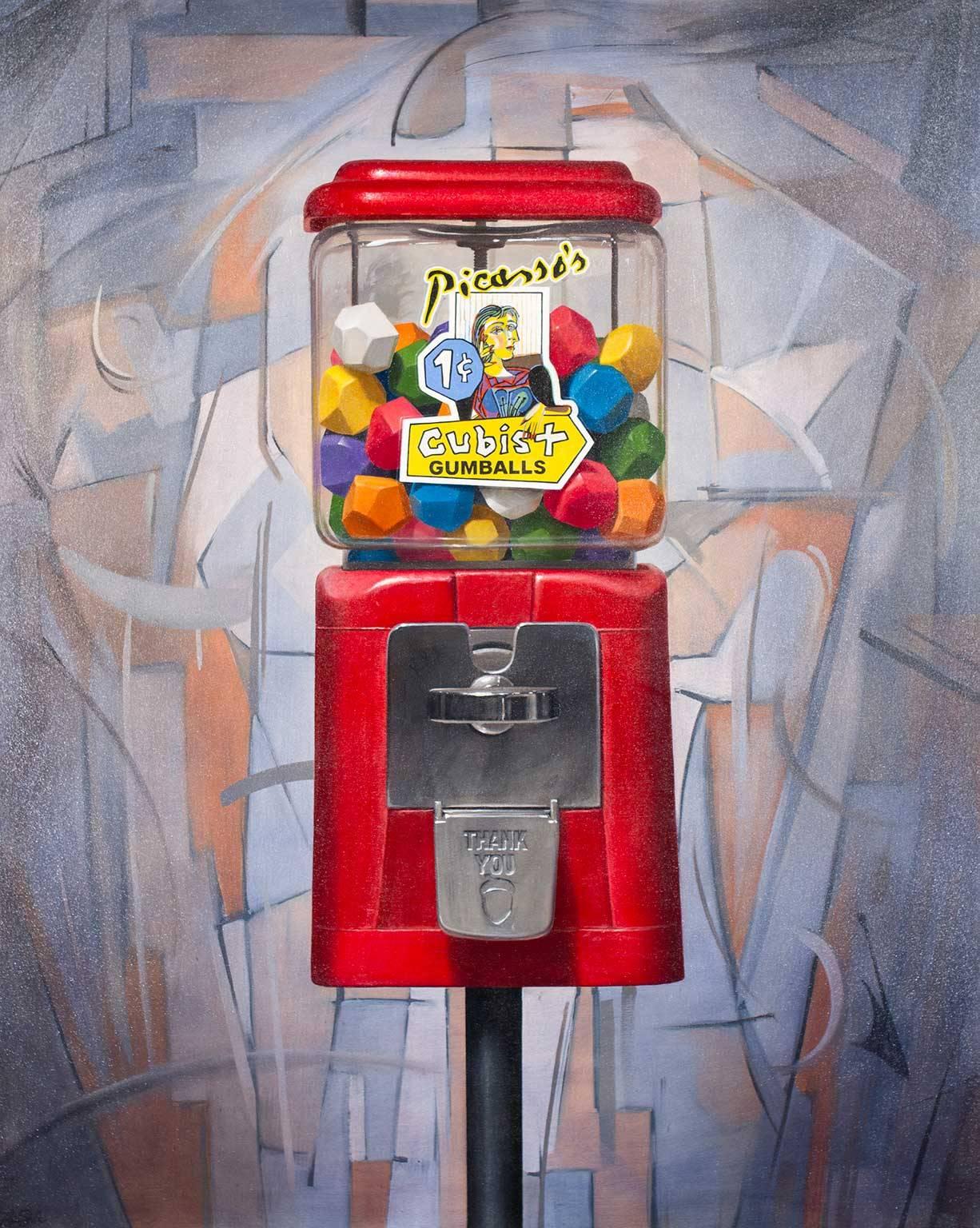 Cubist Gumballs - Painting by Ben Steele