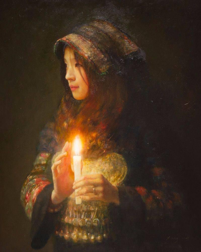 Chengxiang Qi Portrait Painting - Candlelight #16