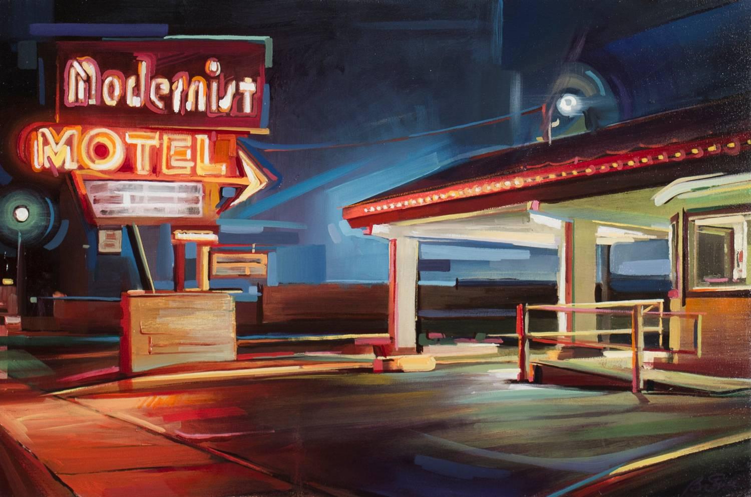 Modernist Motel - Painting by Ben Steele