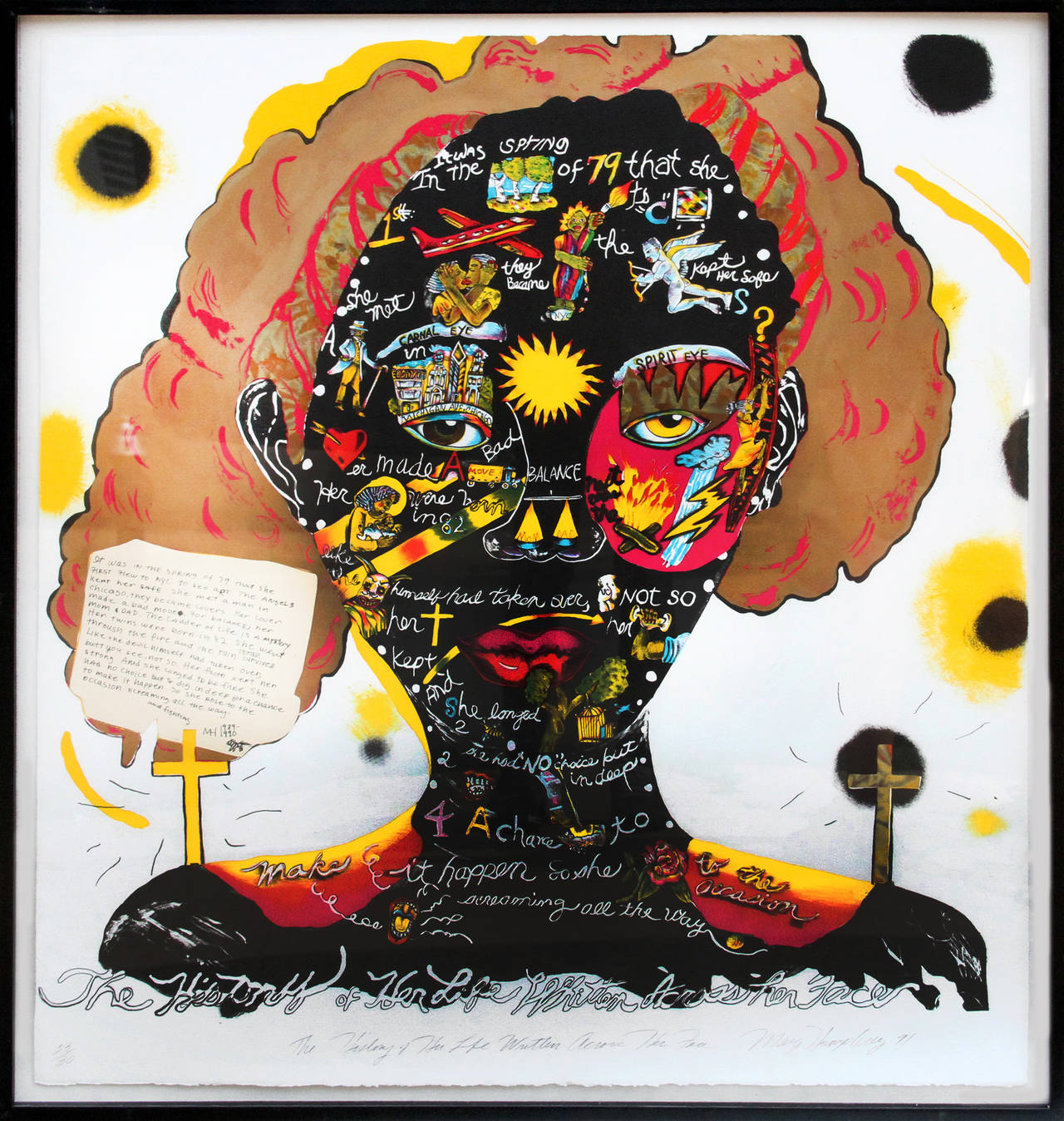 Margo Humphrey Portrait Print - History of Life Written Across My Face