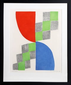 Colorful Abstract Aquatint Etching by Sonia Delaunay 1970