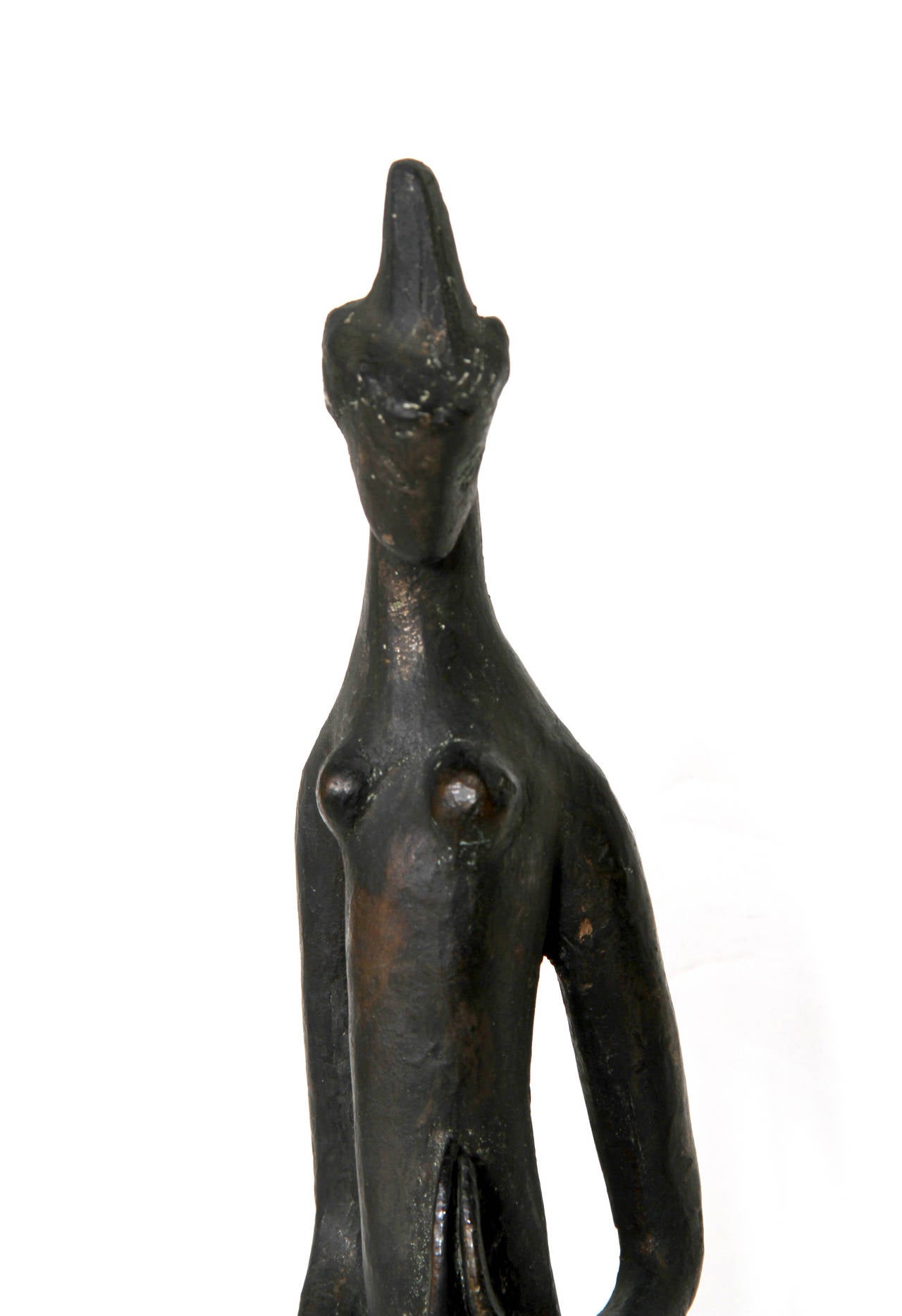 Praying Woman, Modern Bronze and Marble Sculpture by Ruth Gutman For Sale 2