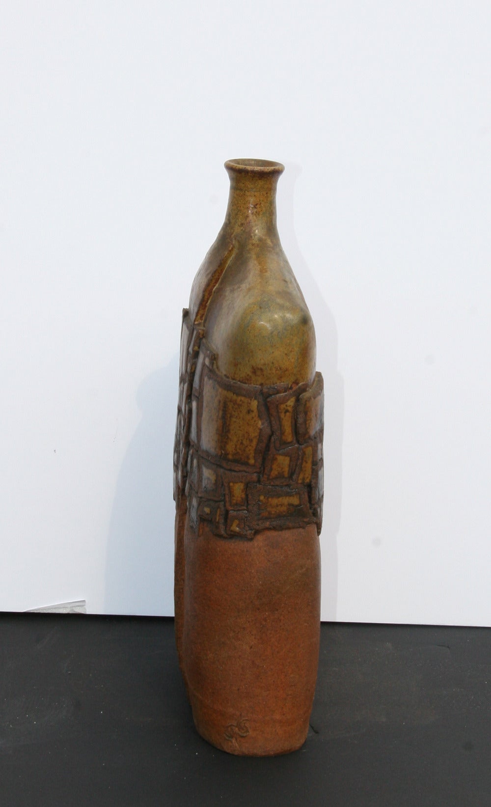 Tabletop Flask/Vase, Unique Artist's Ceramic, circa 1970 - Gray Still-Life Sculpture by Unknown
