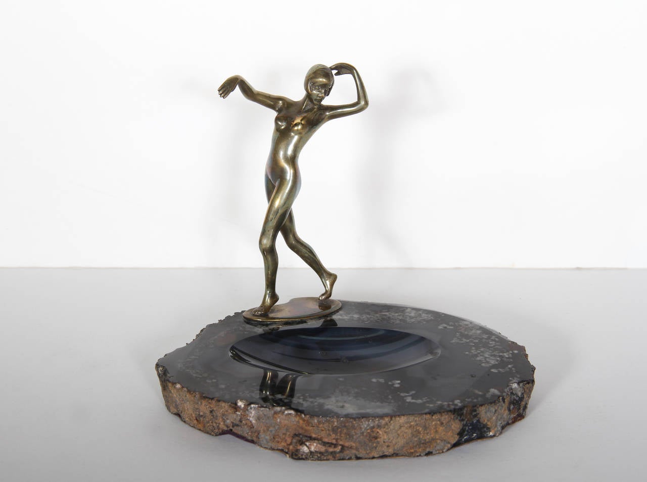 Unknown Figurative Sculpture - Nude, Art Deco Scupture on Polished Stone