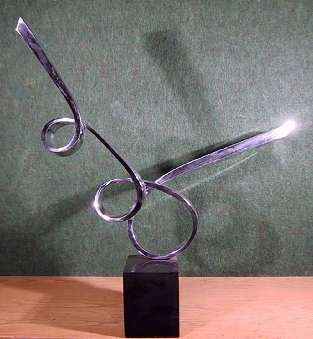 Abstract Polished Chrome Sculpture by Chinni