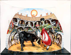 Los Aficianados, 3-D Cut-Out Lithograph in Plexi Box by Red Grooms