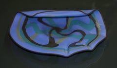 Unique Artist's Colored Glass Folded Plate by Nivet