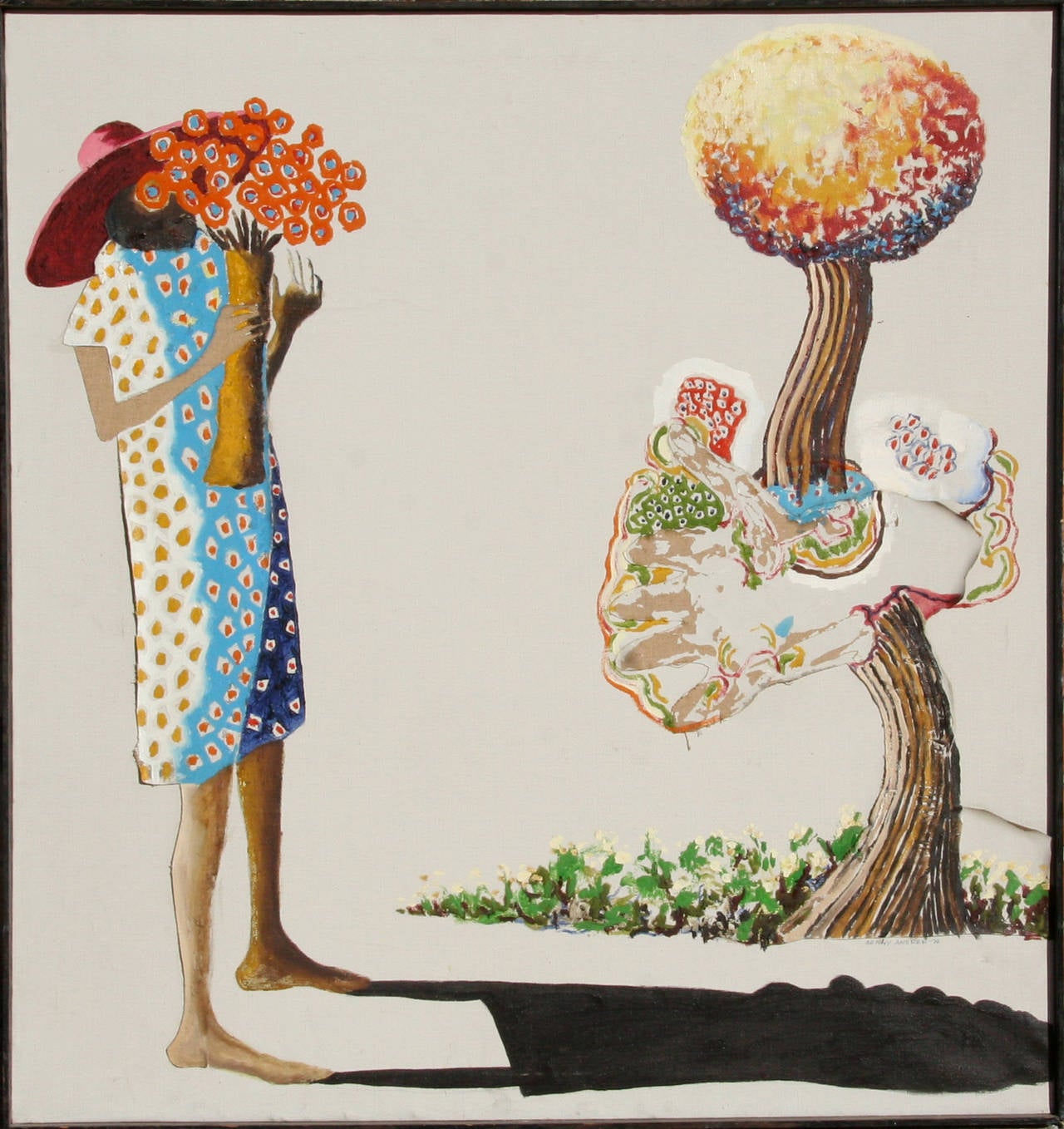 Figurative Painting di Benny Andrews - Donna con fiori