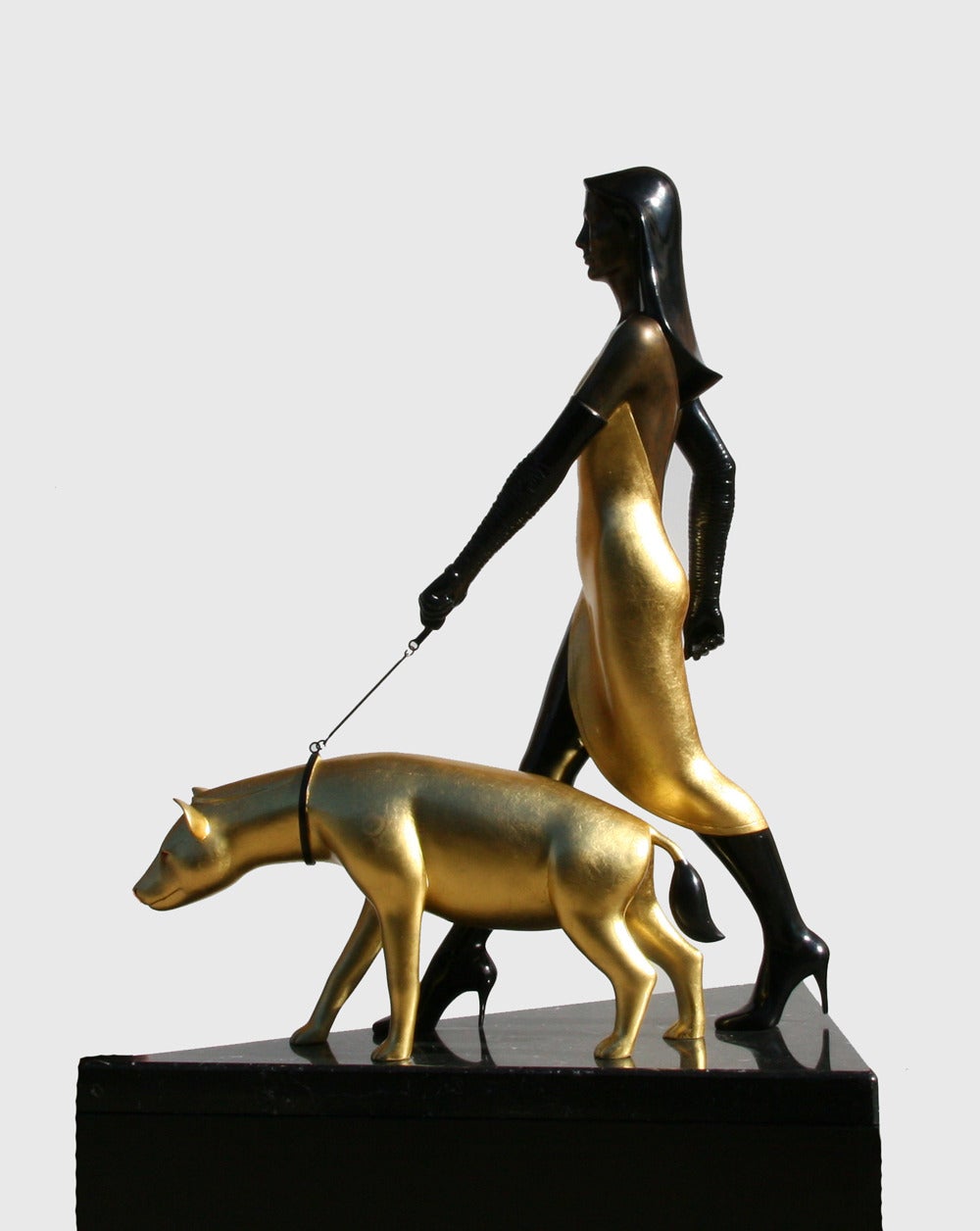 Walking the Dog - Contemporary Sculpture by Tom Coffin