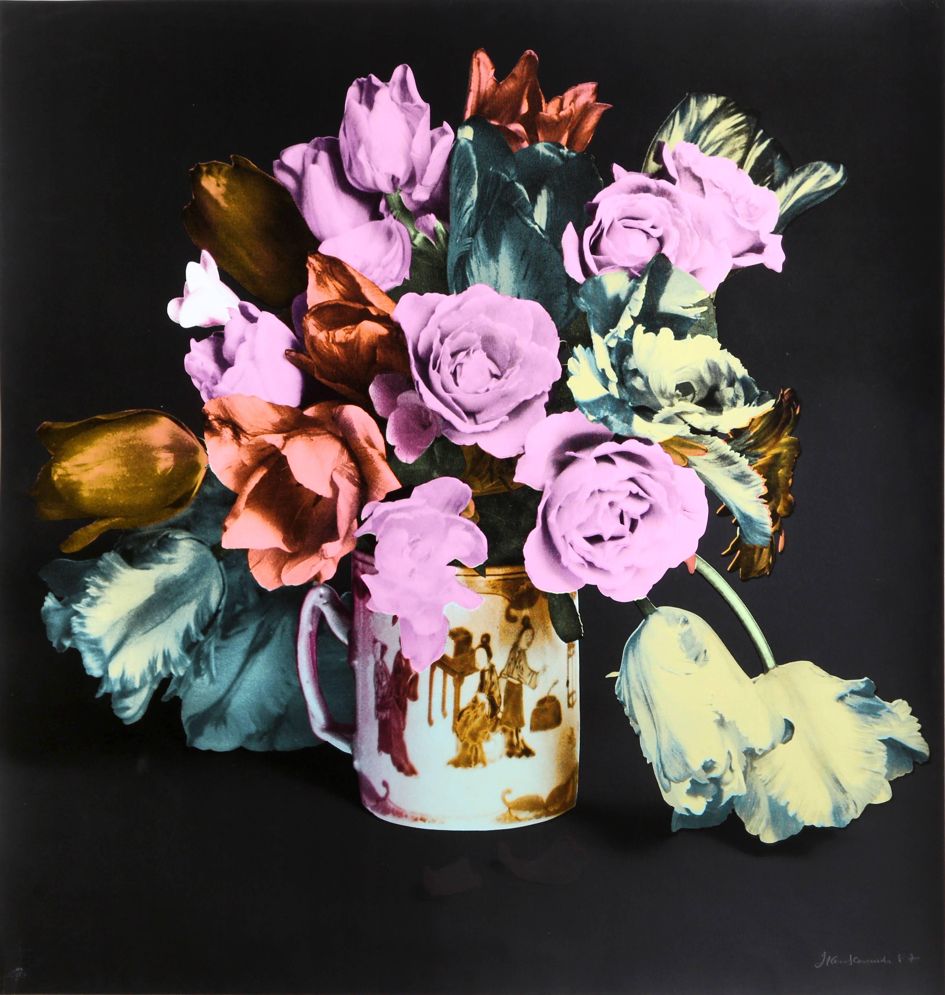 Francesco Scavullo Still-Life Print - Flower Arrangement in Mug, Black