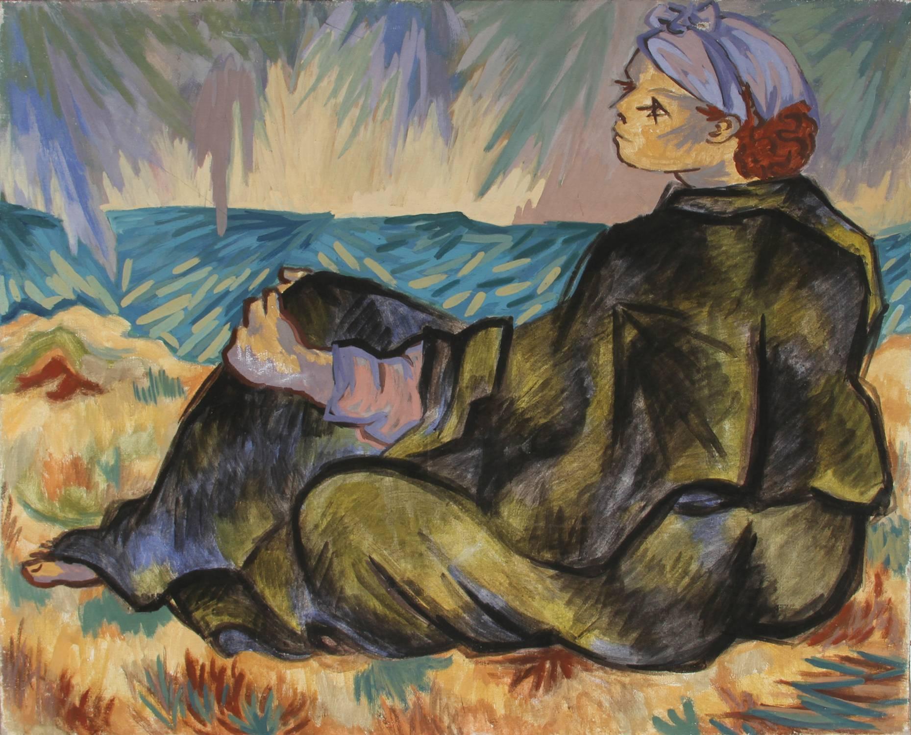 Woman on the Beach in Blanket