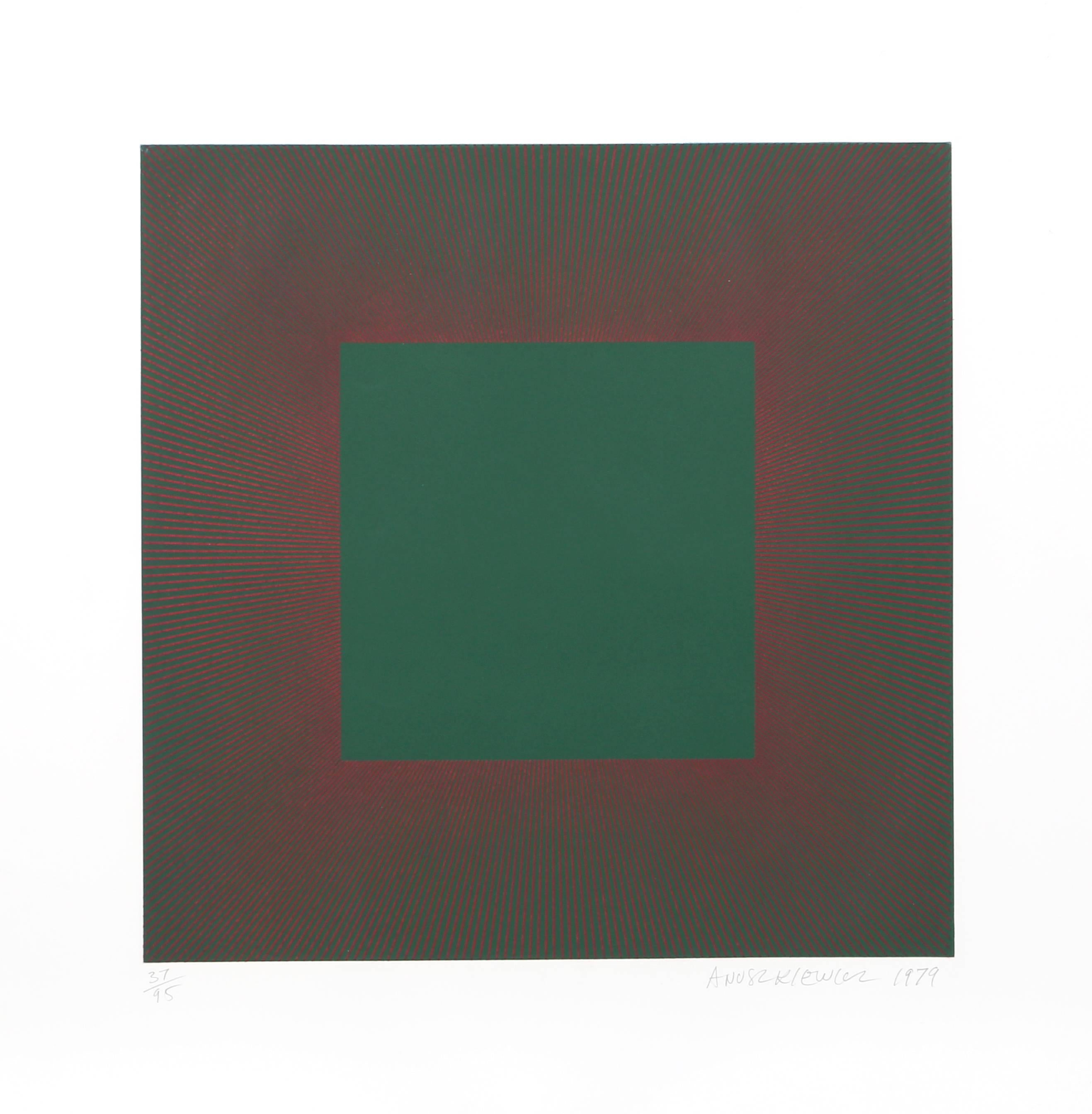Richard Anuszkiewicz Abstract Print - Autumn Suite (Green with Red)