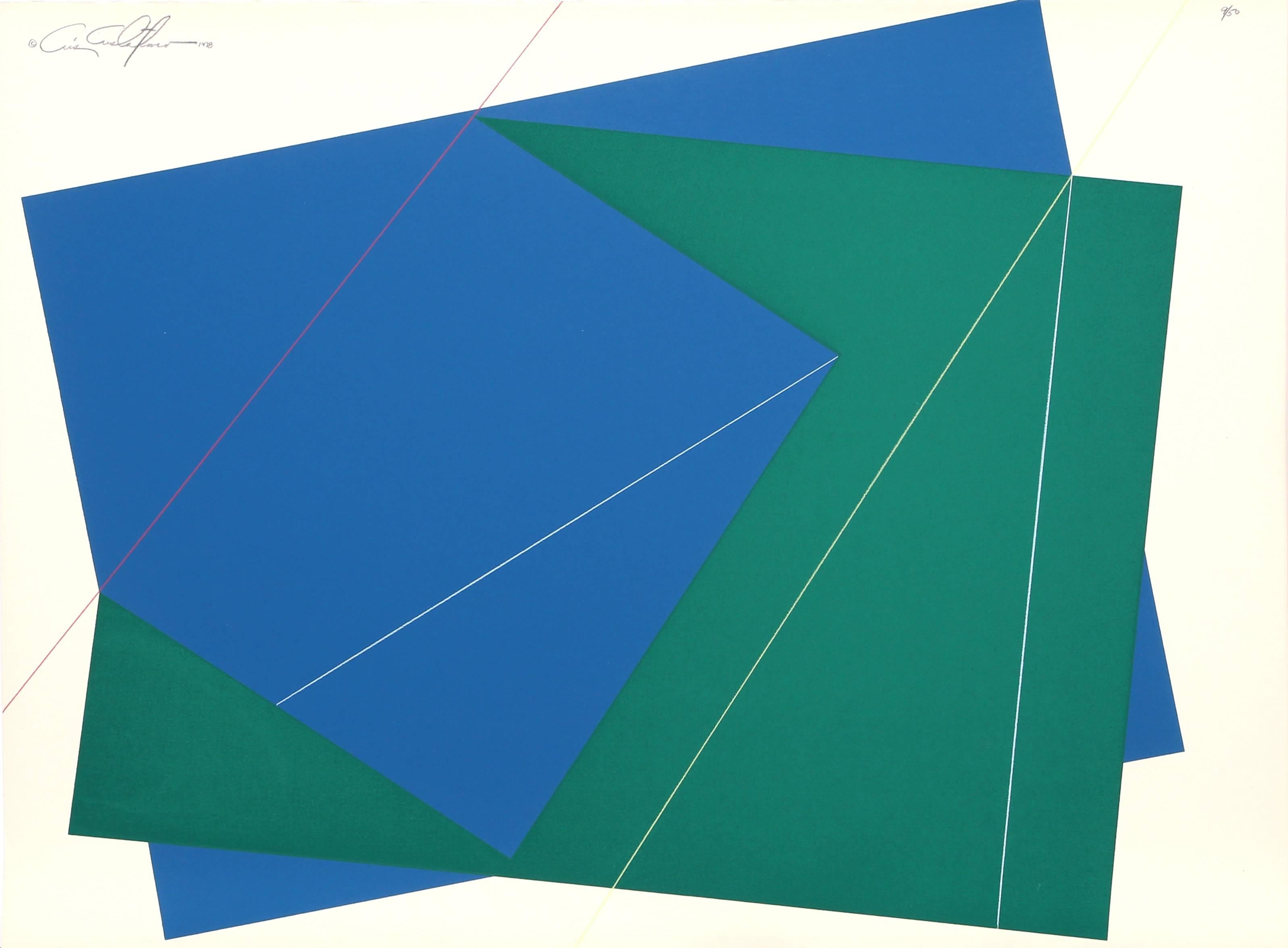 Artistics : Cris Cristofaro, Américain
Titre : Sans titre - Rectangles verts et bleus
Année : 1978
Support : Sérigraphie sur papier Arches, signée et numérotée au crayon
Édition : 50
Taille : 55,88 x 76,2 cm (22 x 30 in.)